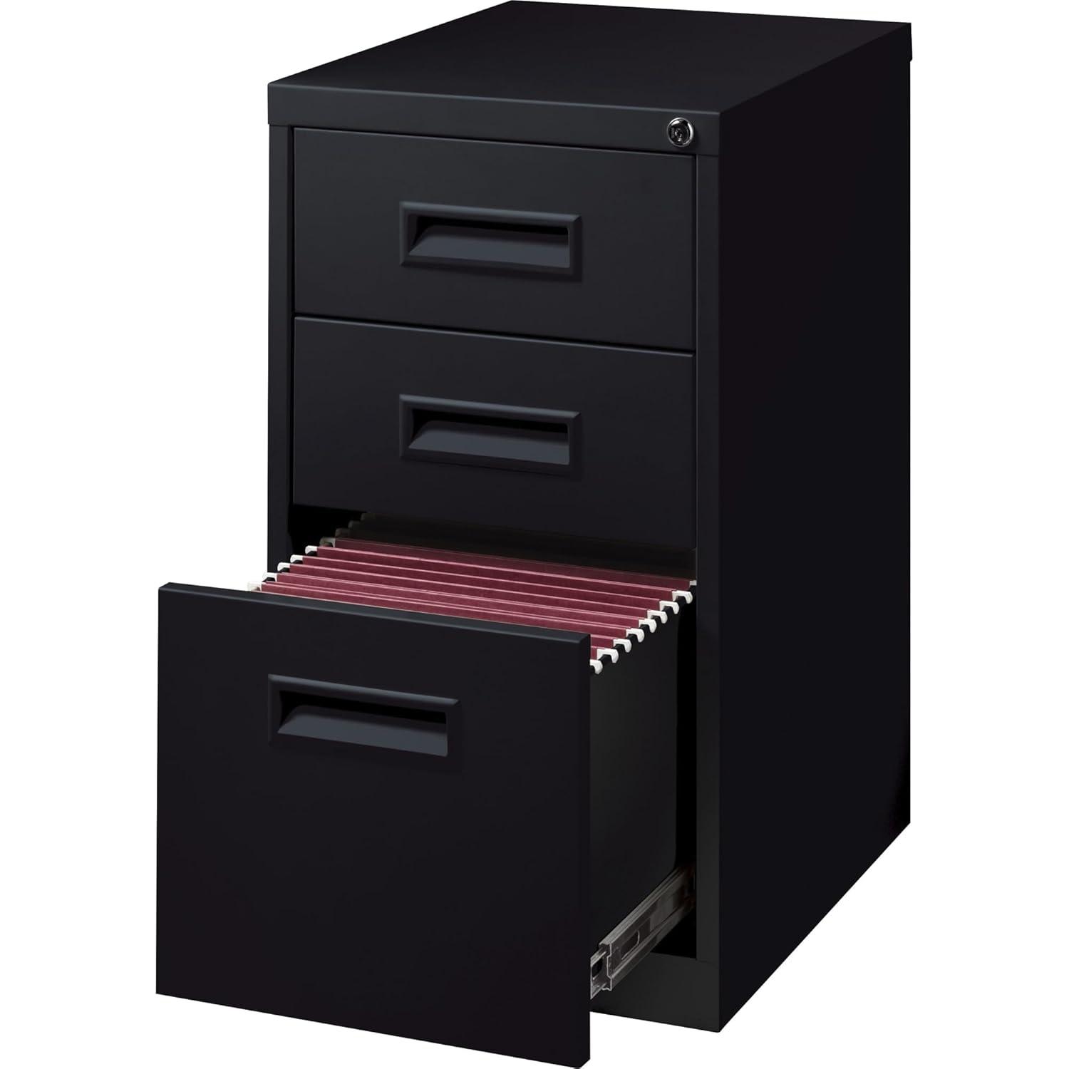 3 Drawers Vertical Steel Lockable Filing Cabinet, Black