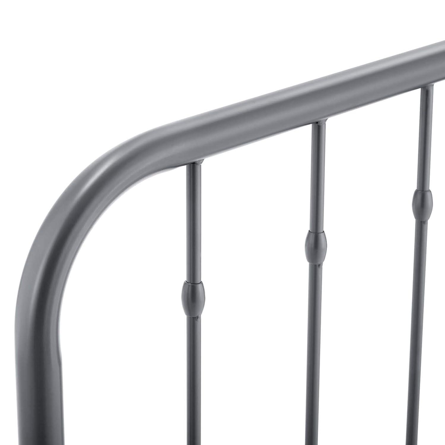 Modway Cabecero Ajustable de Metal Estilo Granja Moderno Lennon, Tamaño Completo, Gris