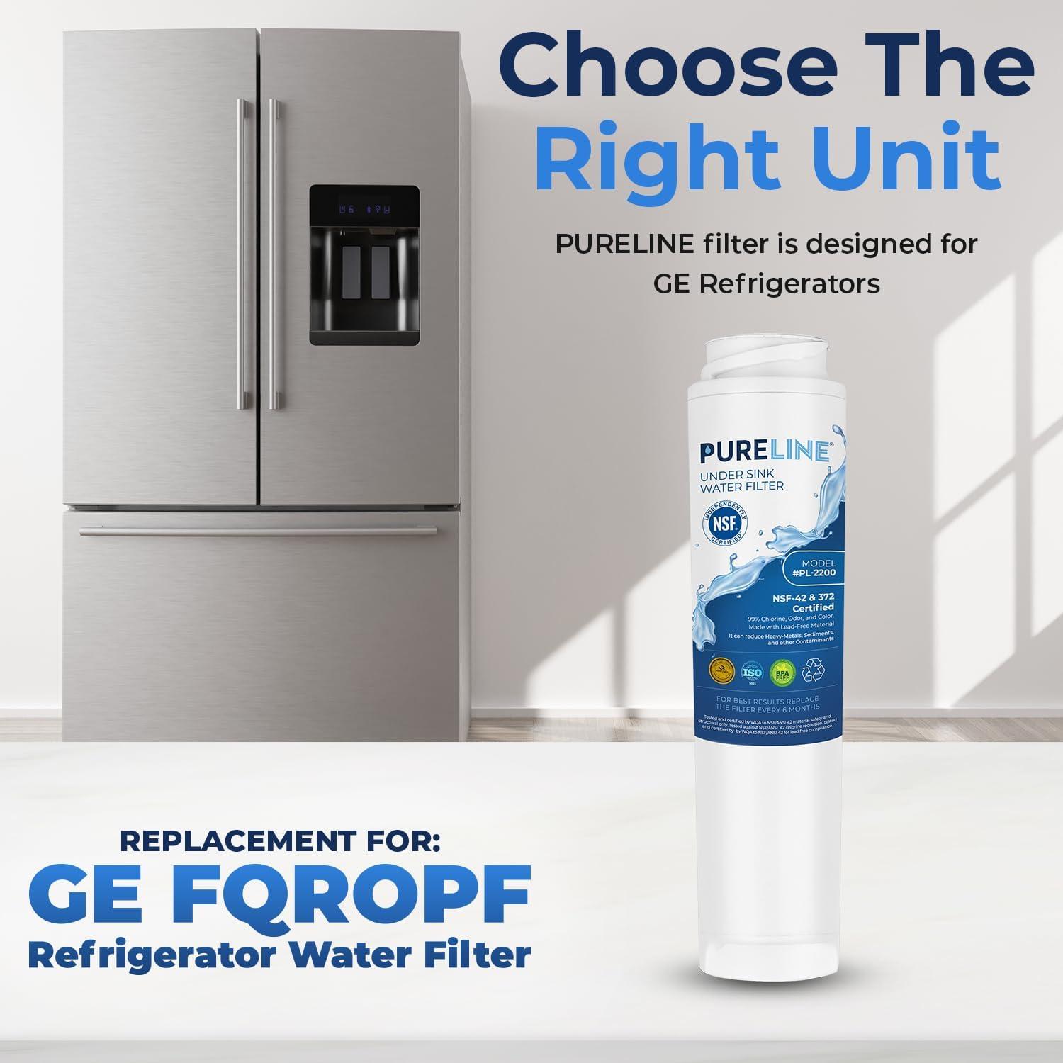 PURELINE GE FQROPF and FQSLF Under Sink Water Filter Replacement. Compatible with PXRQ15RBL, PXRQ15F, PNRQ15F, PNRQ20F, PNRQ20R and PNRQ21R (3 Pack)