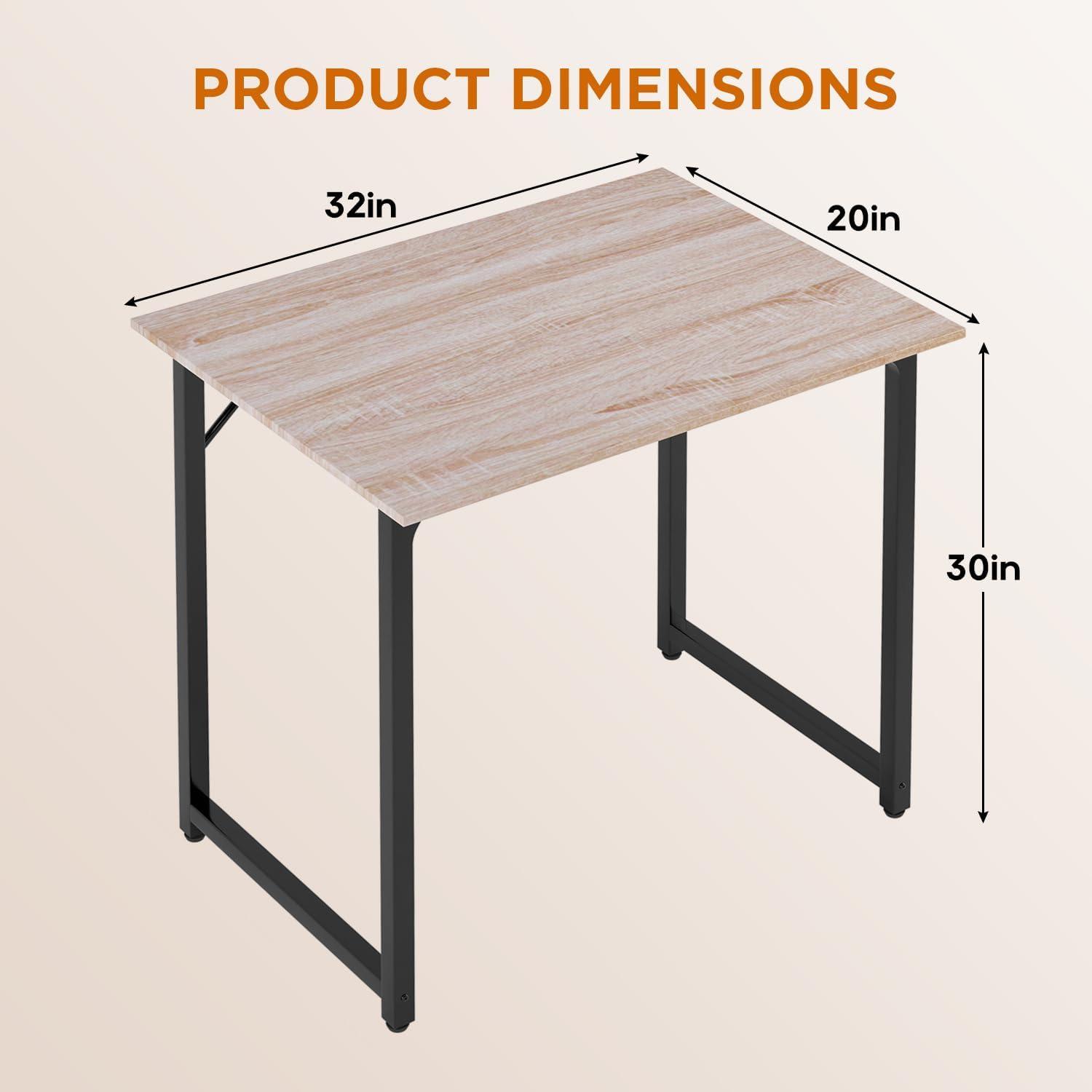 FDW Computer Desk 32 inch Length Study Writing Table Adjustable feet for Home Office, Nature