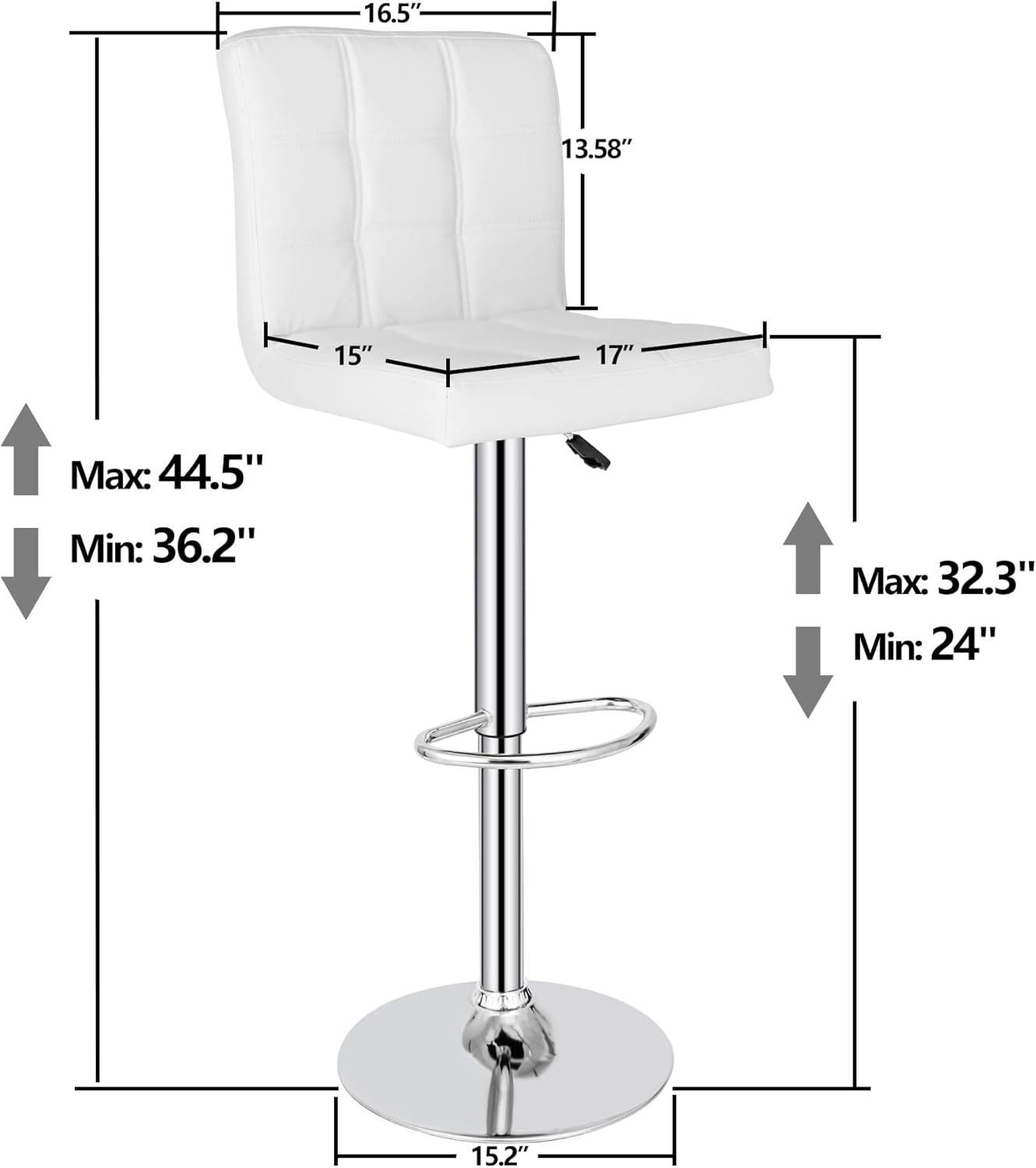 Bar Stools 1 Set Of 2, Counter Height Bar Stools, Square Cushion Bar Stools With Back, Footstool, Cafe, 2 Pieces