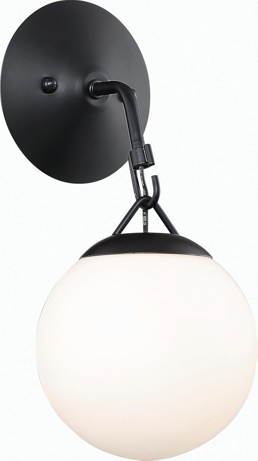 Flat Black Steel Round Shade Wall Sconce