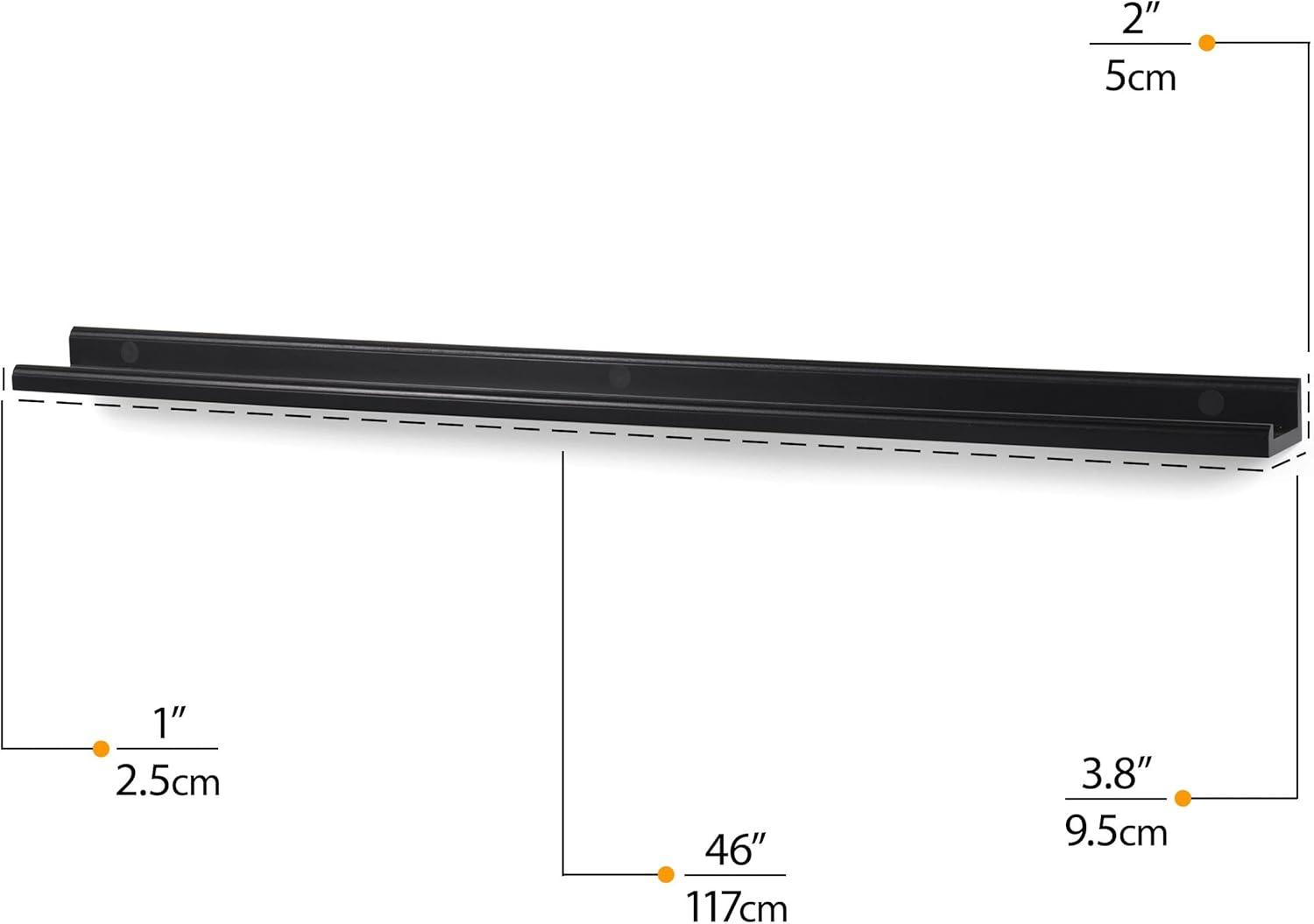 Black MDF Wood 46" Floating Wall Shelf for Picture Frames