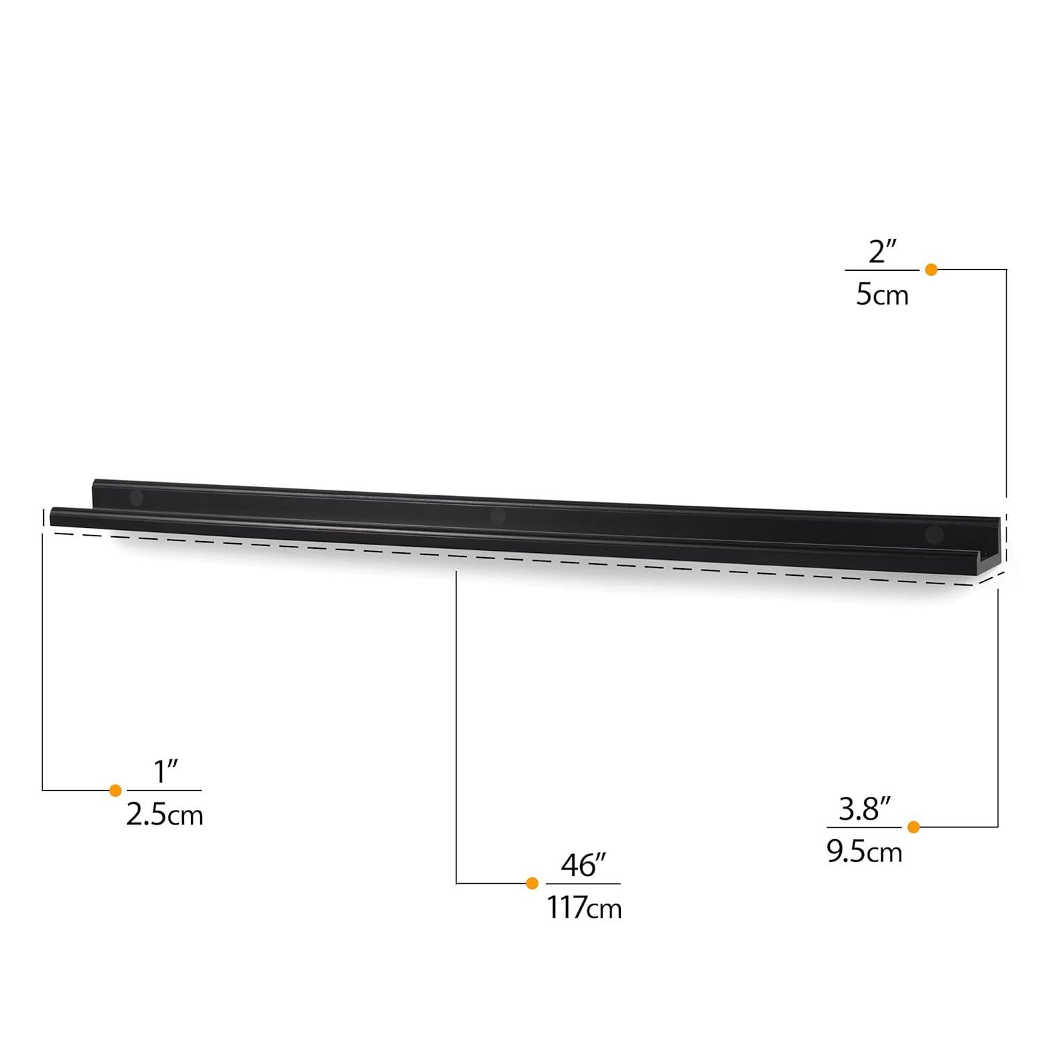 Black MDF Wood 46" Floating Wall Shelf for Picture Frames