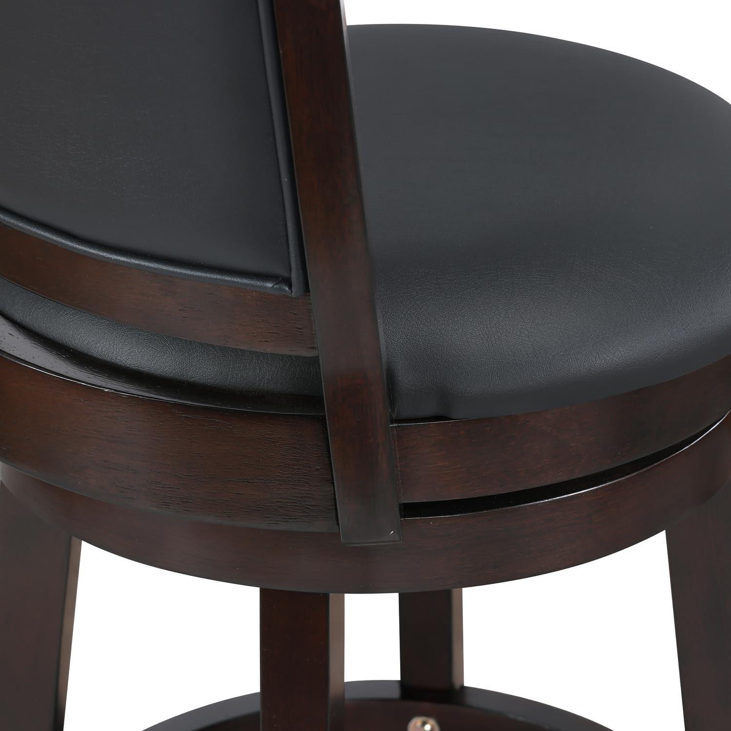 New Classic Furniture, Bristol Wood Swivel Bar Stool with PU Seat in Dark Brown, Brown