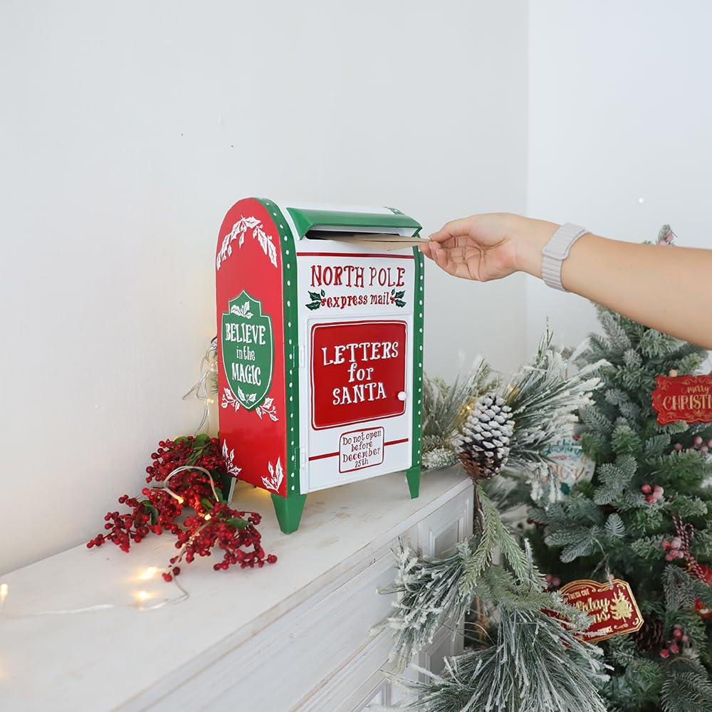 Letters To Santa Mailbox North Pole Post Vintage Mailbox Mailbox Letters Decoration Boxes Christmas Farmhouse Decor