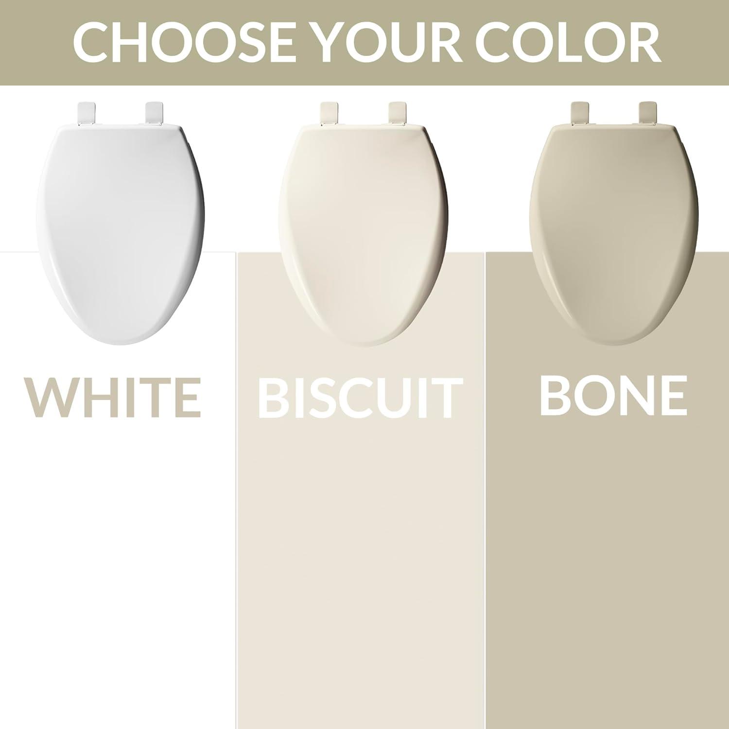 Mayfair by Bemis Affinity Soft Close Elongated Plastic Toilet Seat with Easy Cleaning and Never Loosens Bone: Durable Hinge, Quick Install