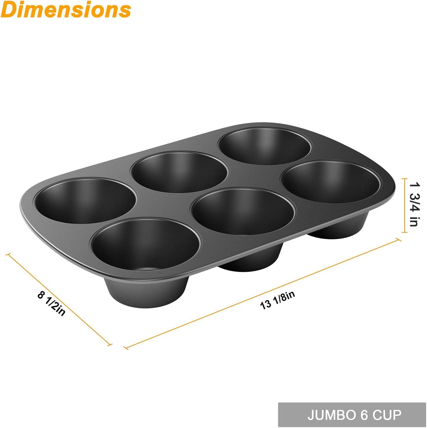 Jumbo Non-Stick Carbon Steel 6-Cup Muffin Pan Set