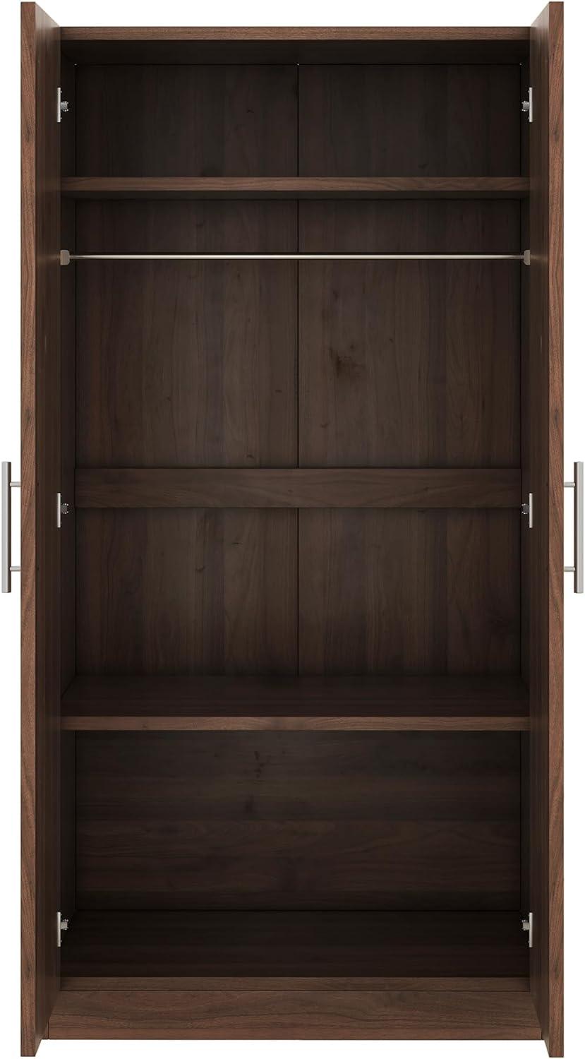 Gzxs Vintage Armoire, 2-Doors Versatile Storage Wardrobe with Hanger Rod, 3-Tier Wooden Storage Cabinet Organizer for Clothes, 31.5"L x 19.8"W x 67.3"H, Brown