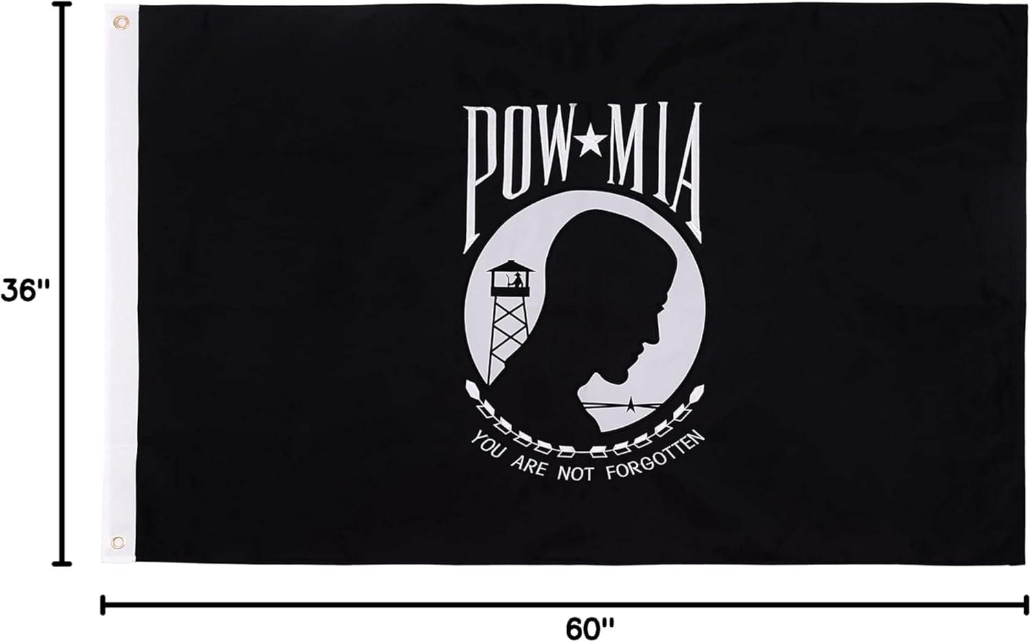 POW MIA 3x5 Nylon Flag - Double Sided and Embroidered - All Weather, Durable, Outdoor Nylon Flag - Front Line Flags