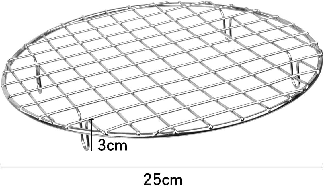 BBQ Accessories Grill Rack - 304 Stainless Steel Baking Cooking Round Rack for Rib Cookie Cakes, 10 Inches…