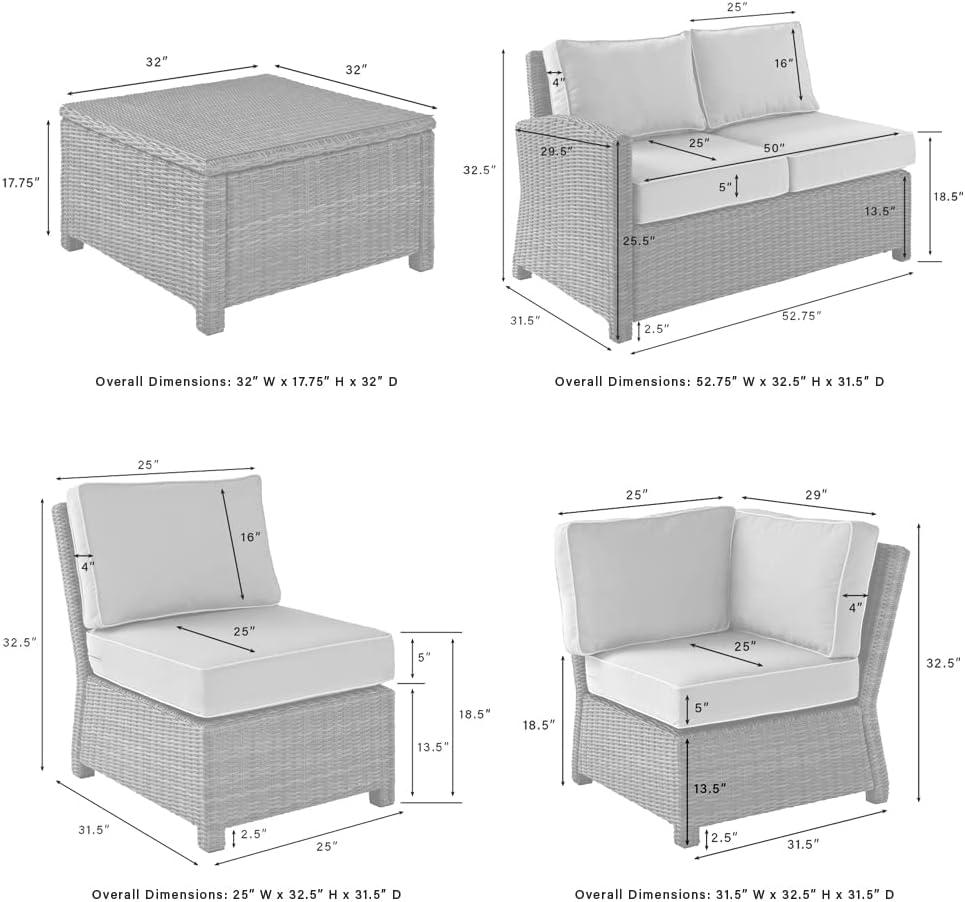 Crosley Furniture Bradenton 5 PC Fabric Patio Sectional Set in Weathered Sand