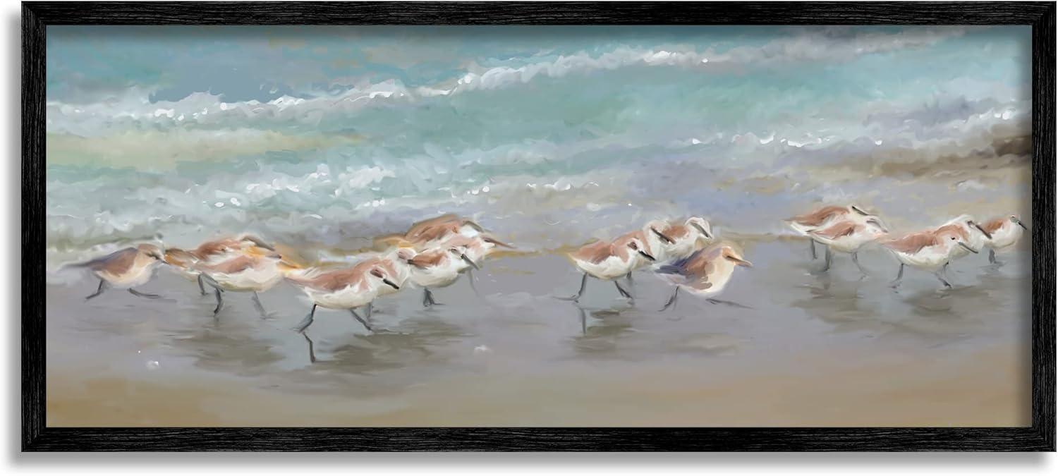 Stupell Industries " Sandpiper Flock Shoreline Splashing " by Rick Novak Painting Print