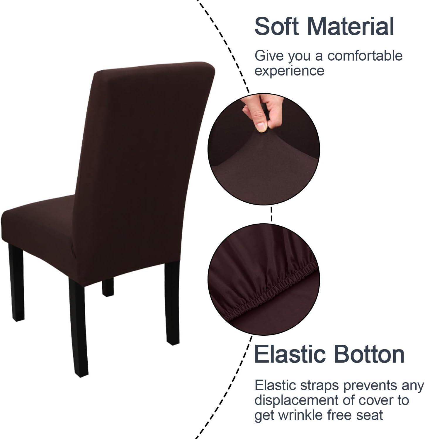 Dining Room Chair Covers Slipcovers Set of 4, Spandex Super Fit Stretch Removable Washable Kitchen Parsons Chair Covers Protector(coffee color1)