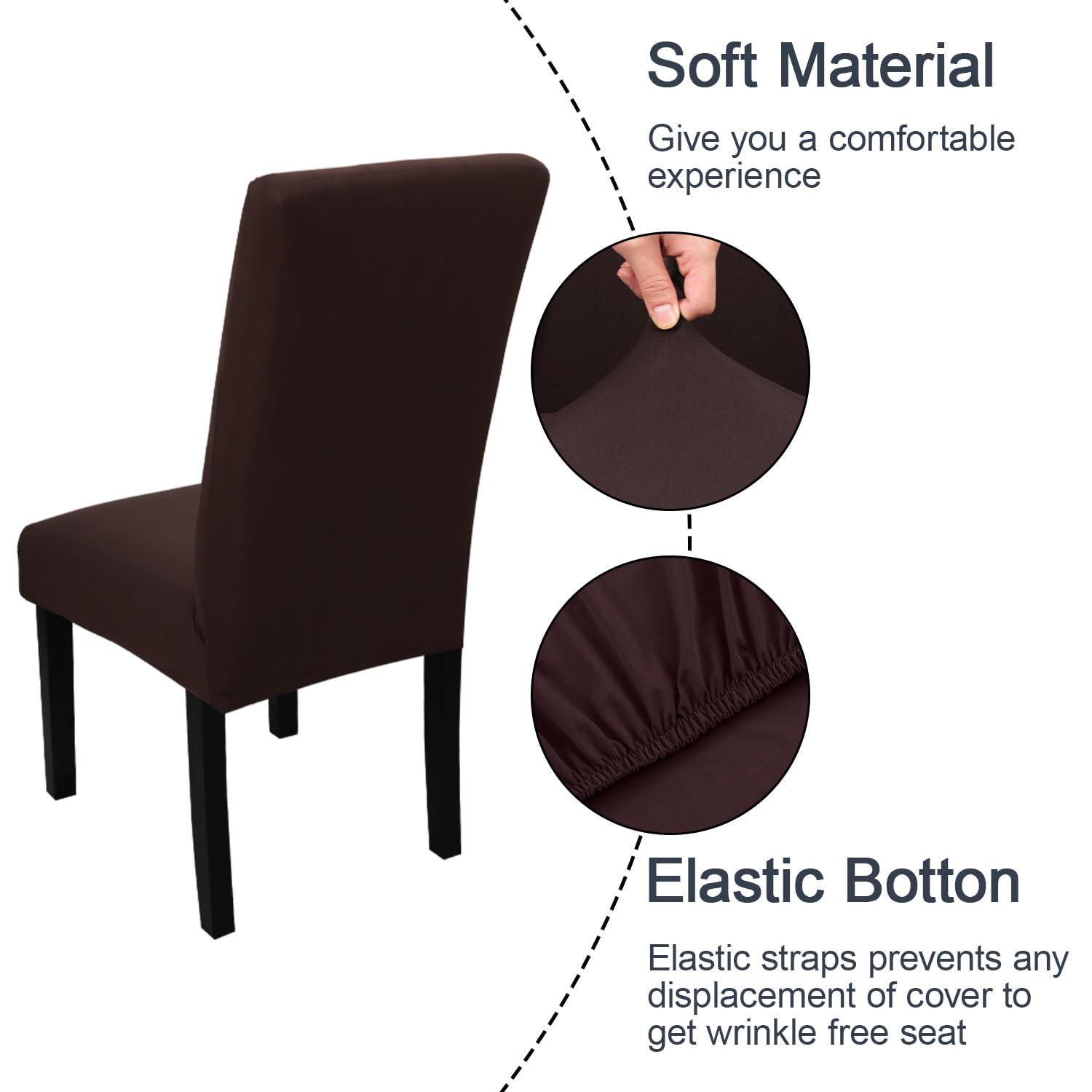 Dining Room Chair Covers Slipcovers Set of 4, Spandex Super Fit Stretch Removable Washable Kitchen Parsons Chair Covers Protector(coffee color1)