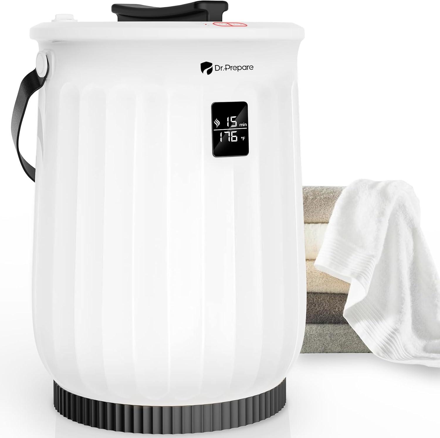 White 20L LED Display Towel Warmer Bucket with Timer