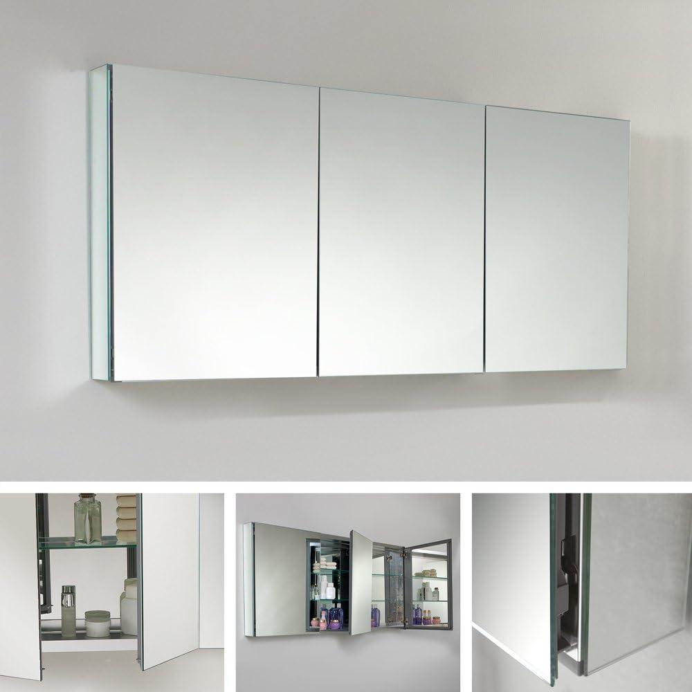 Contemporary 59" Wide Frameless Bathroom Medicine Cabinet with Interior Mirror