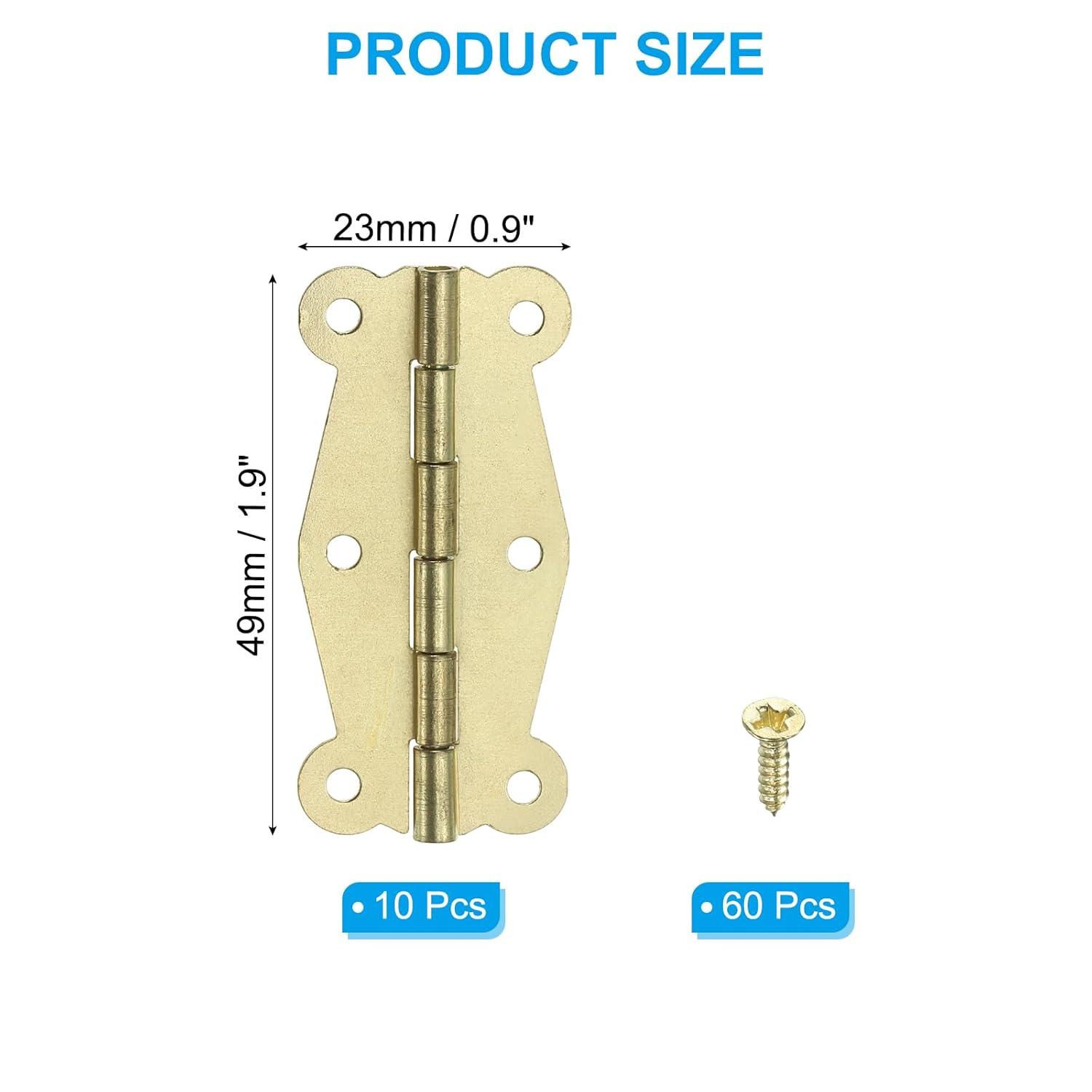 Uxcell Small Box Hinges 2 Inch, 10 Pack 180-Degree Butterfly Decorative Hinges Jewelry Box Hardware, Gold