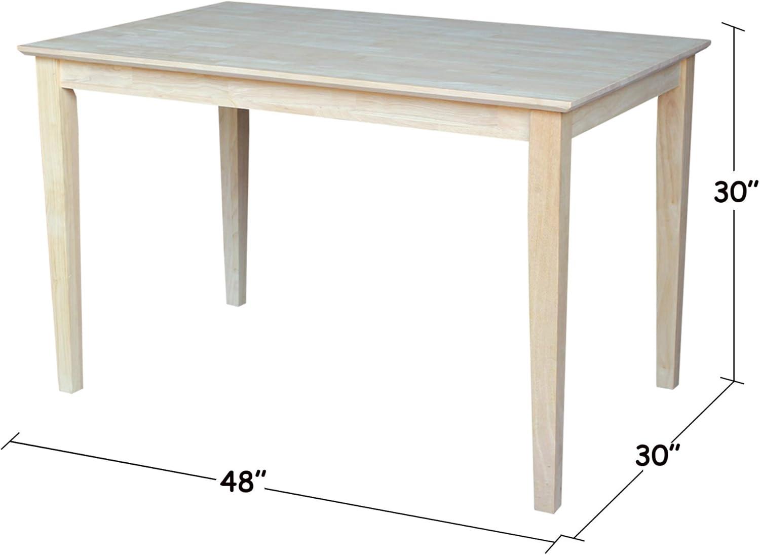 Solid Parawood Butcher Block Dining Table with Shaker Legs, 54"x36"