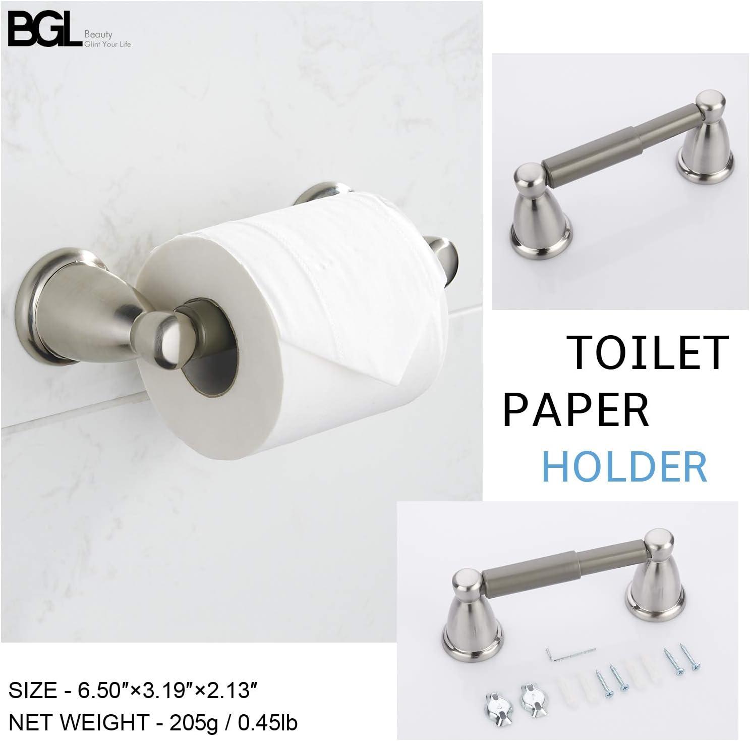 BGL Bathroom Hardware Set, Brushed Nickel Adjustable Expandable Towel Bar 4-Piece Bathroom Accessory Set Wall Mounted