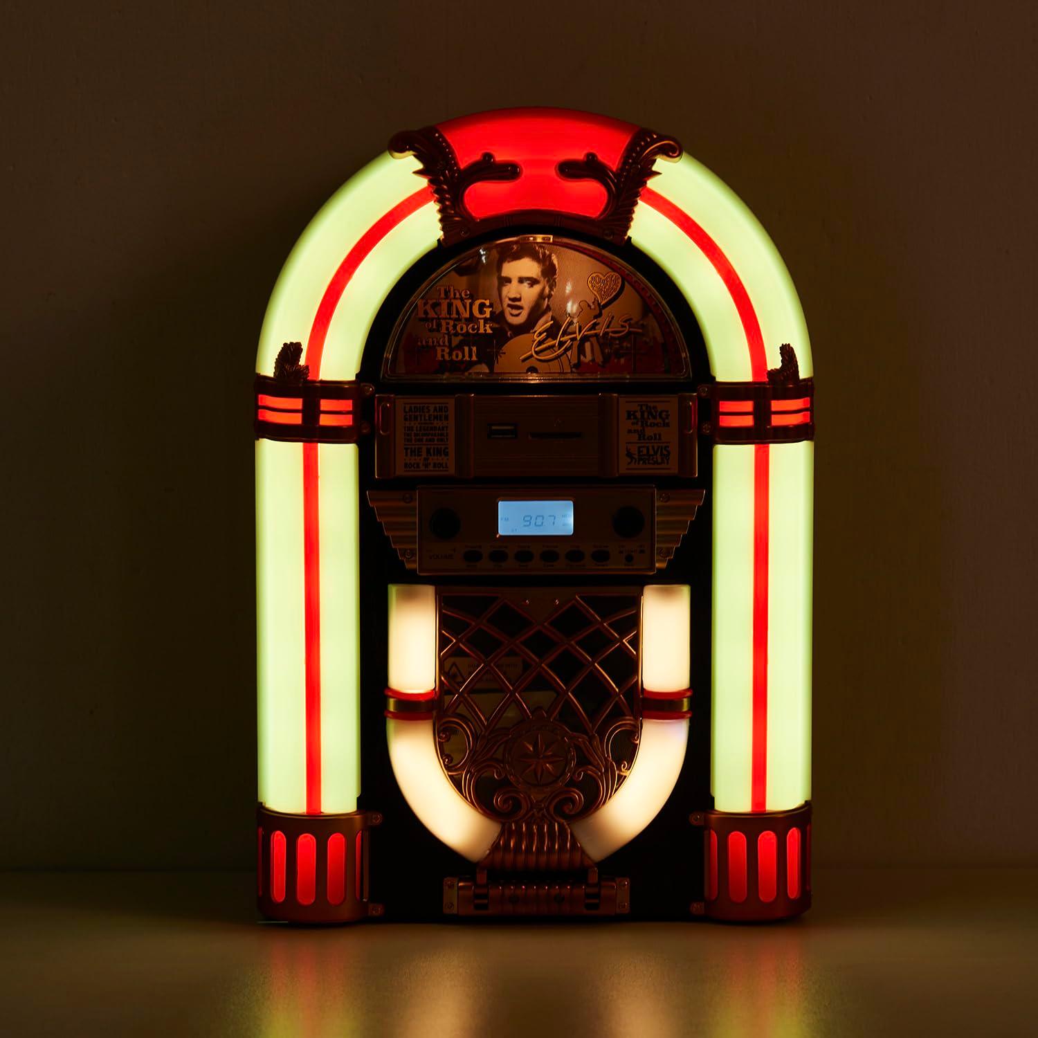 Arkrocket Audio ArkrocketxElvis Presley Mini Jukebox / Tabletop CD Player / Bluetooth Speaker (Black/Gold)