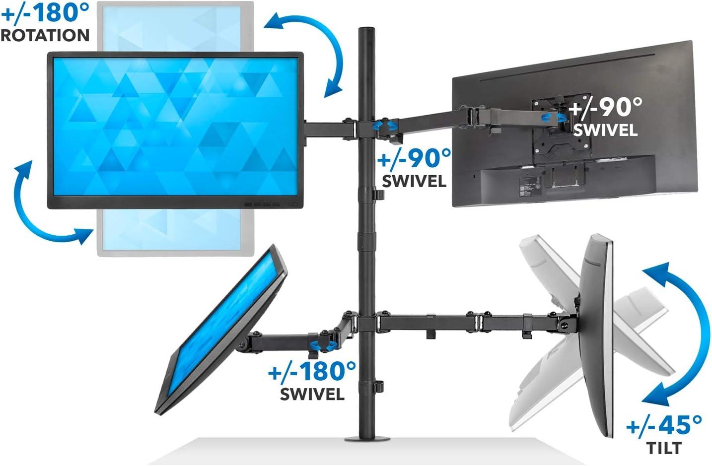 Mount-it Mount-It Quad Monitor Stand | Height Adjustable Standing 4 Screen Mount Fits Monitors Up to 32 in.