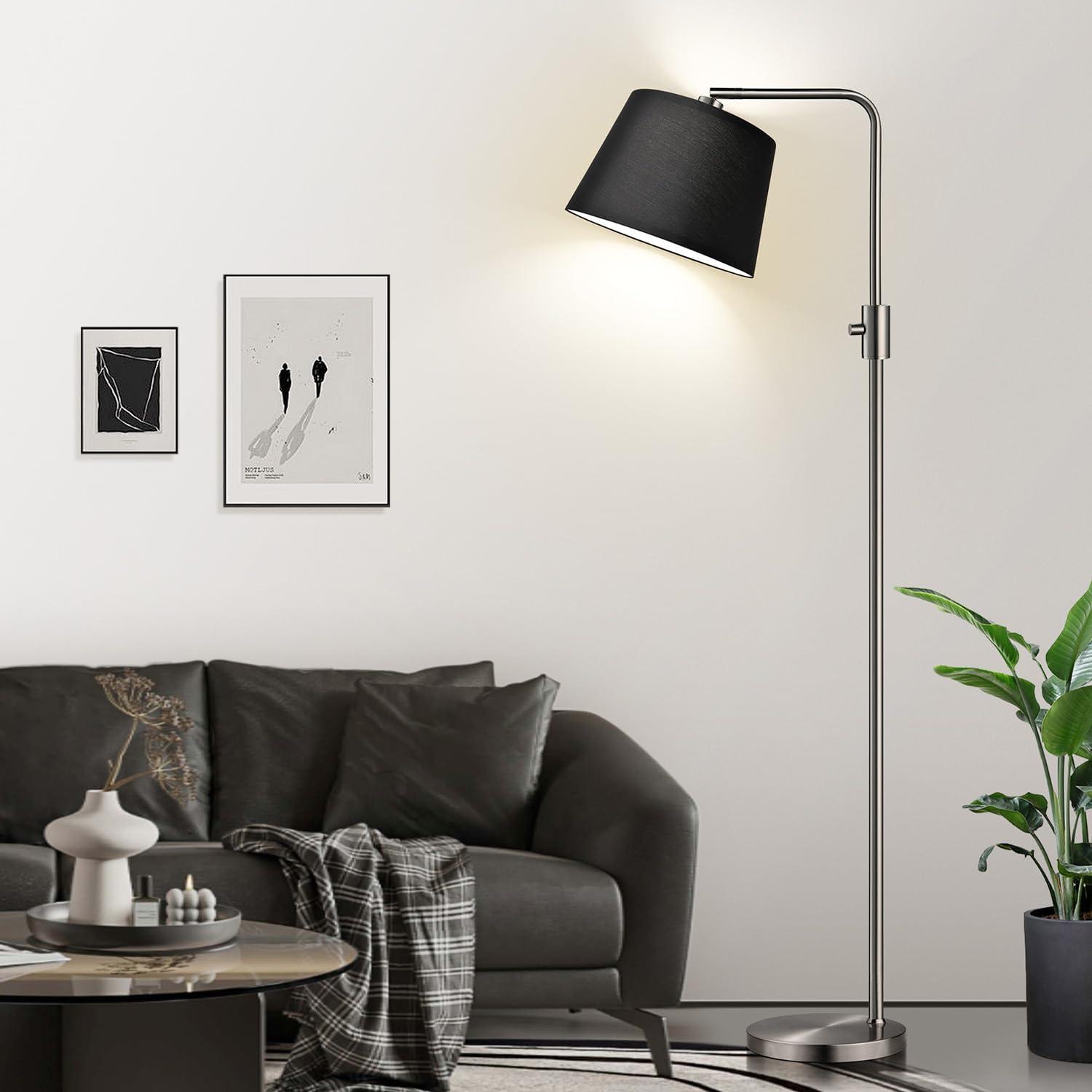 【Upgraded】 Dimmable Floor Lamp, 1000 Lumens LED Edison Bulb Included, Arc Floor Lamps for Living Room Modern Standing Lamp with Gray Shade, Tall Lamps for Living Room Bedroom Office Dining Room