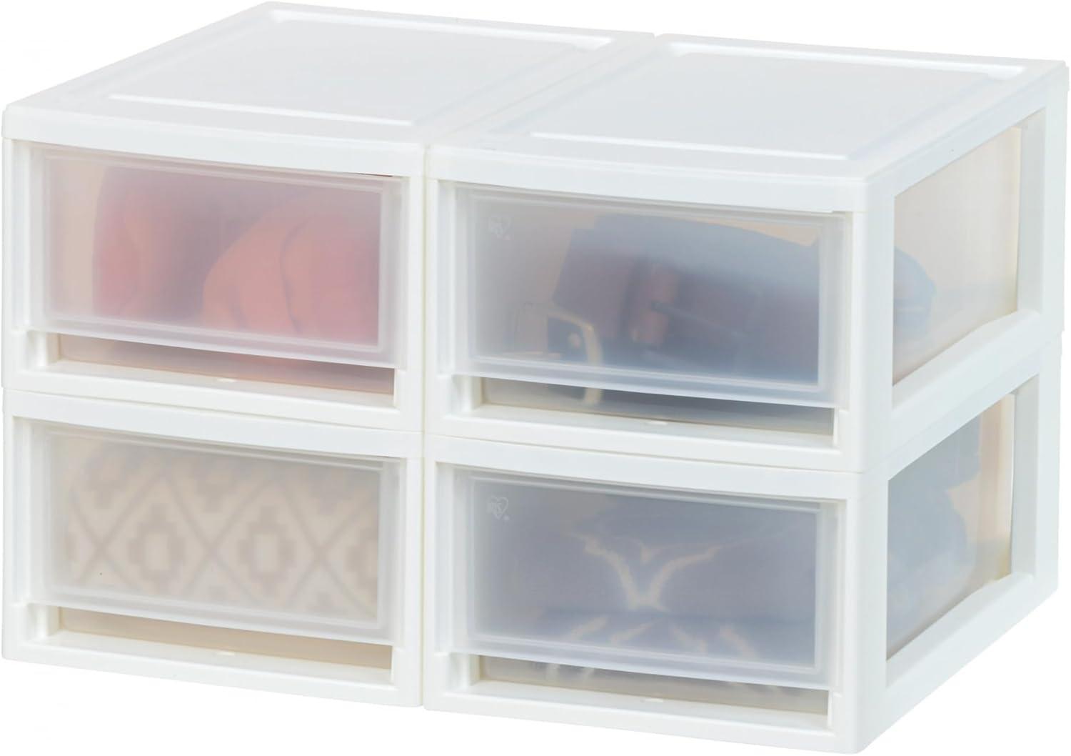 White Stackable Plastic Storage Drawer Unit