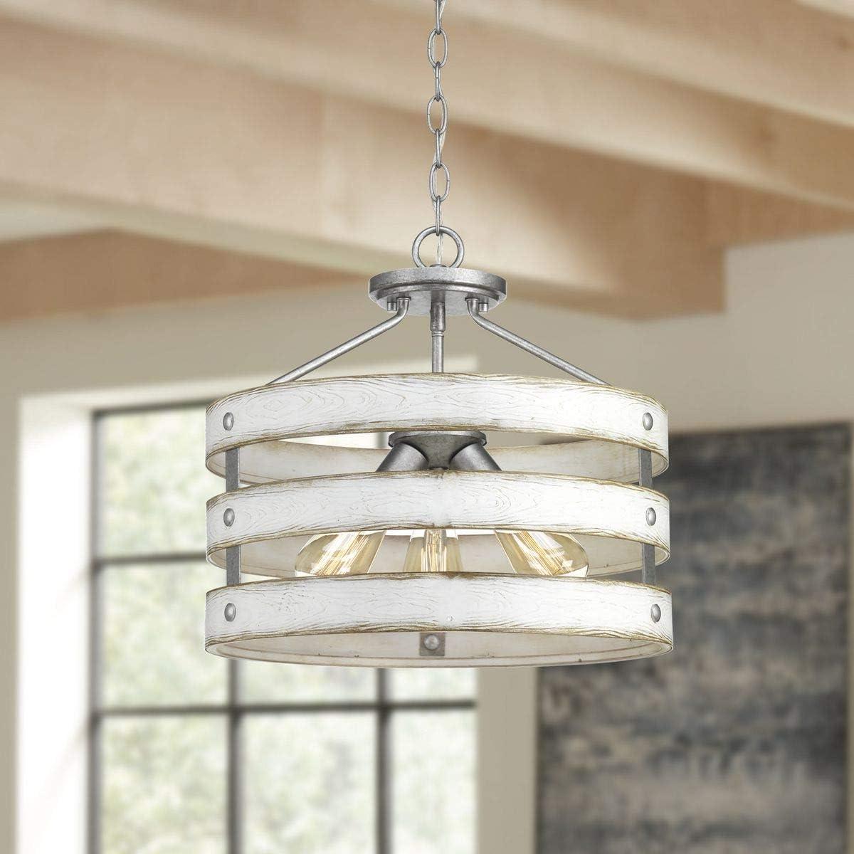 Progress Lighting Gulliver 3-Light Semi-Flush Convertible Ceiling Light, Galvanized Finish, Open Design