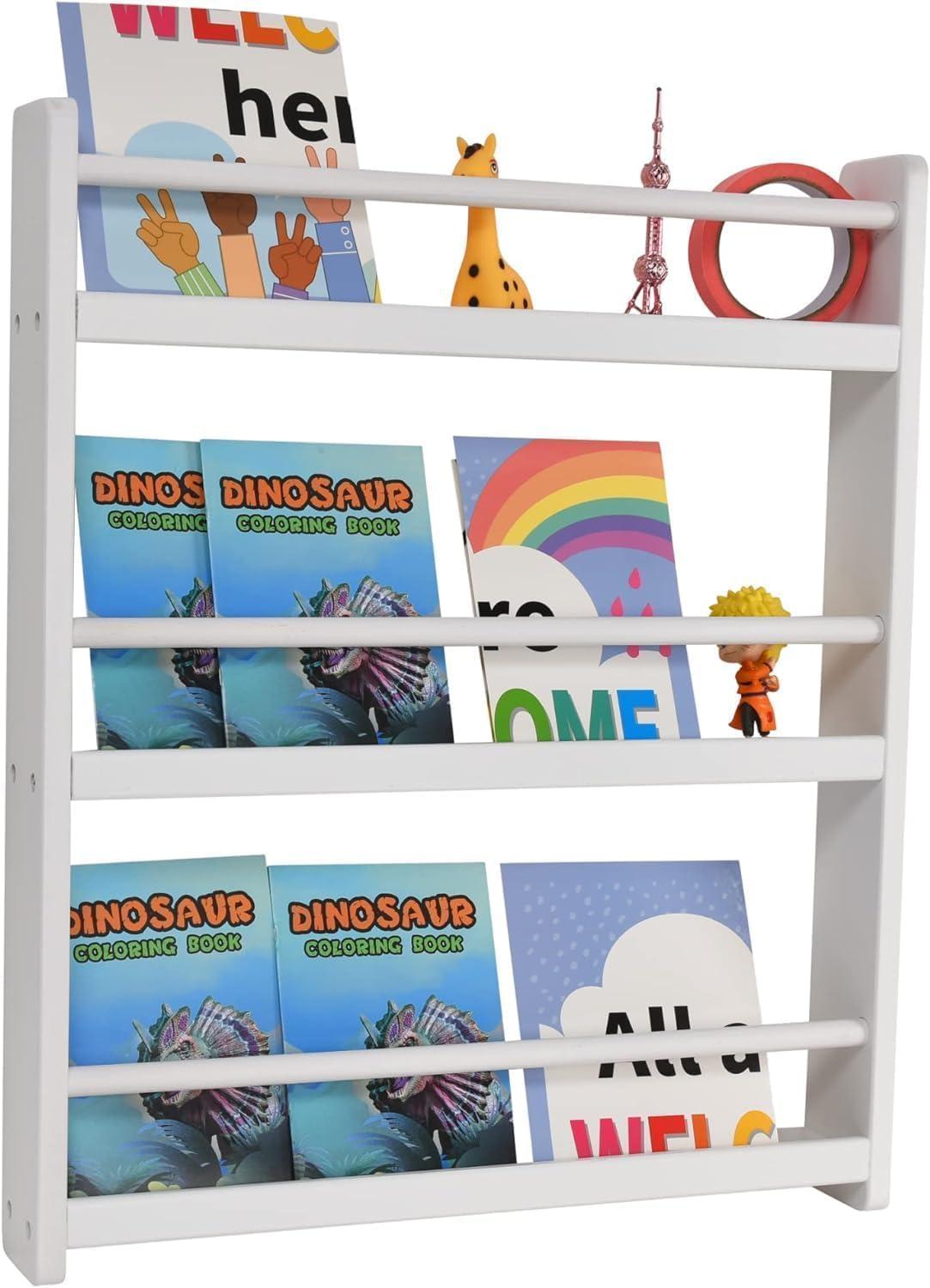 CHILDLIKE BEHAVIOR Bookshelf Organizer for Kids - White 3 Tier