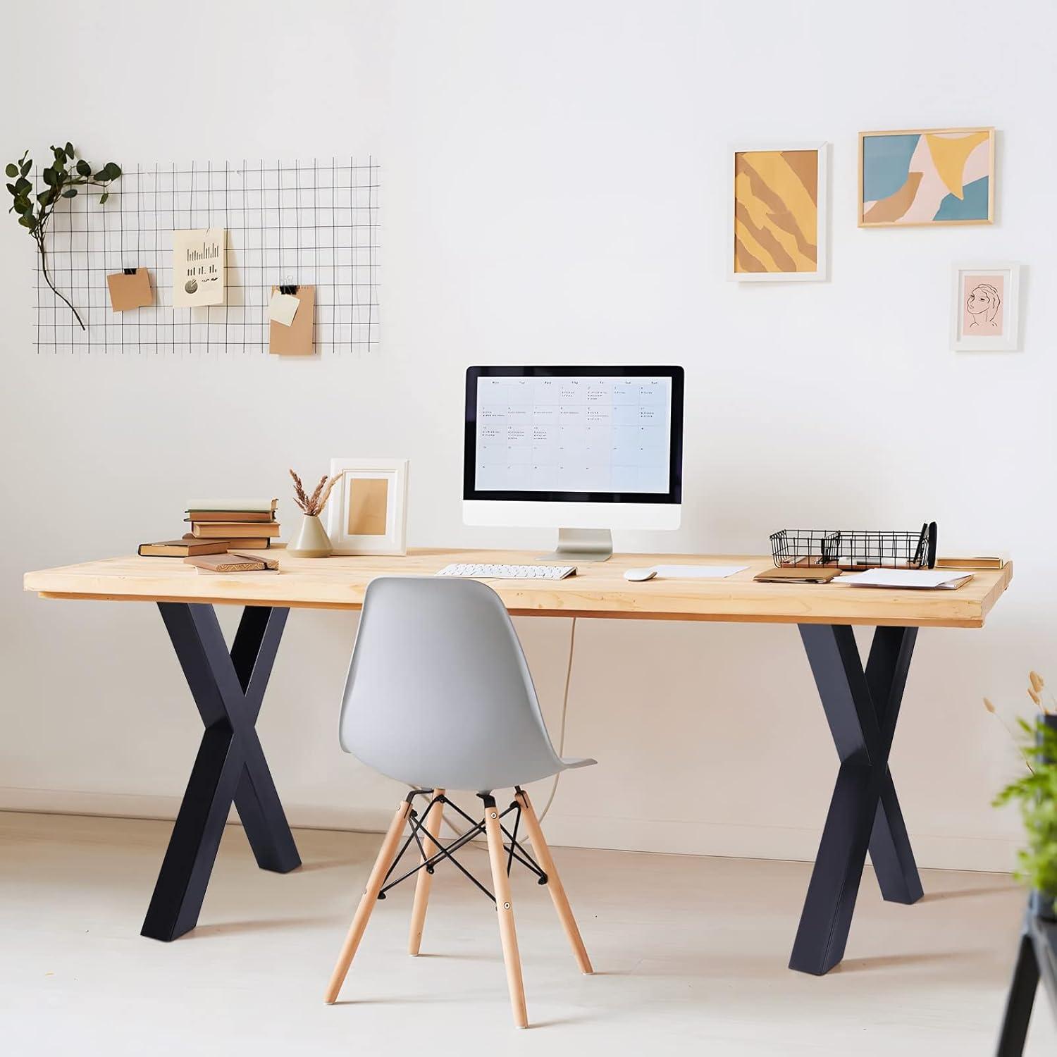 Black Steel X-Frame 28" Table Legs Set of 2