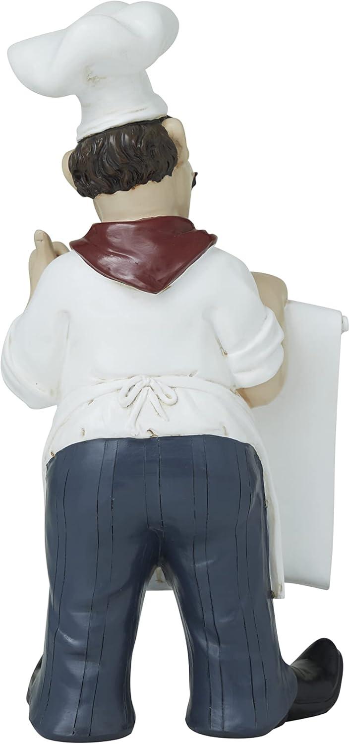 7" x 15" White Polystone Chef Sculpture with Chalkboard, by DecMode