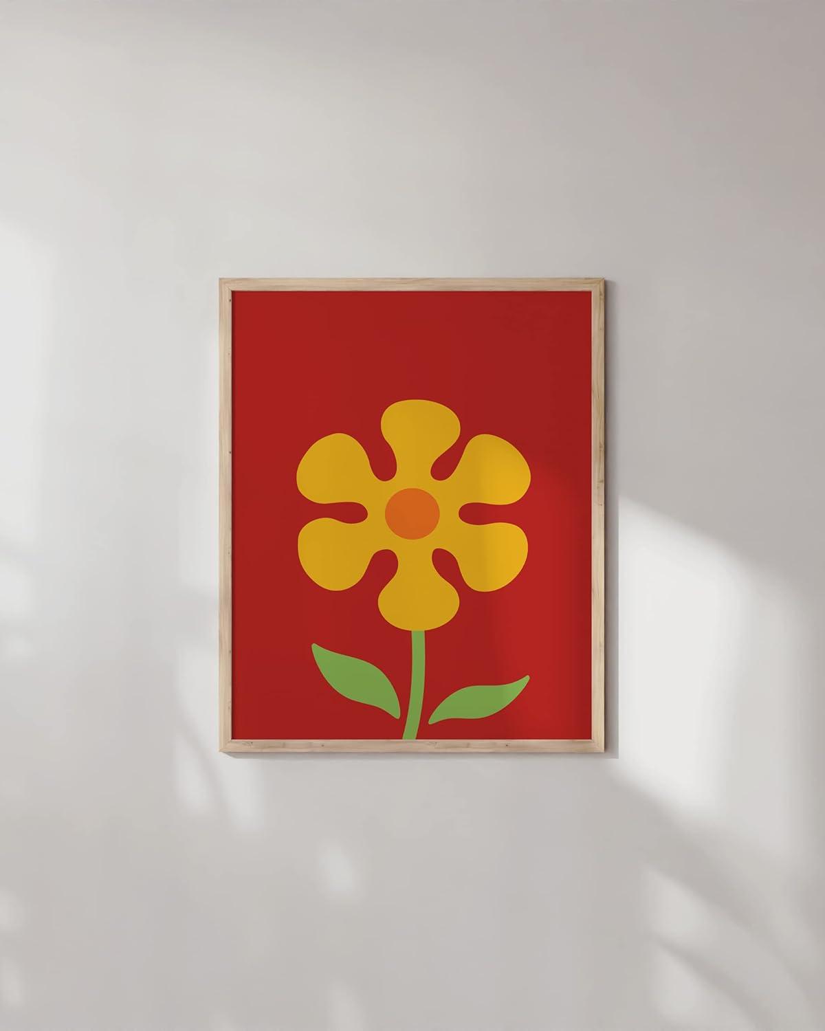 Red and Yellow Flower Market Poster for Teen Girls Room