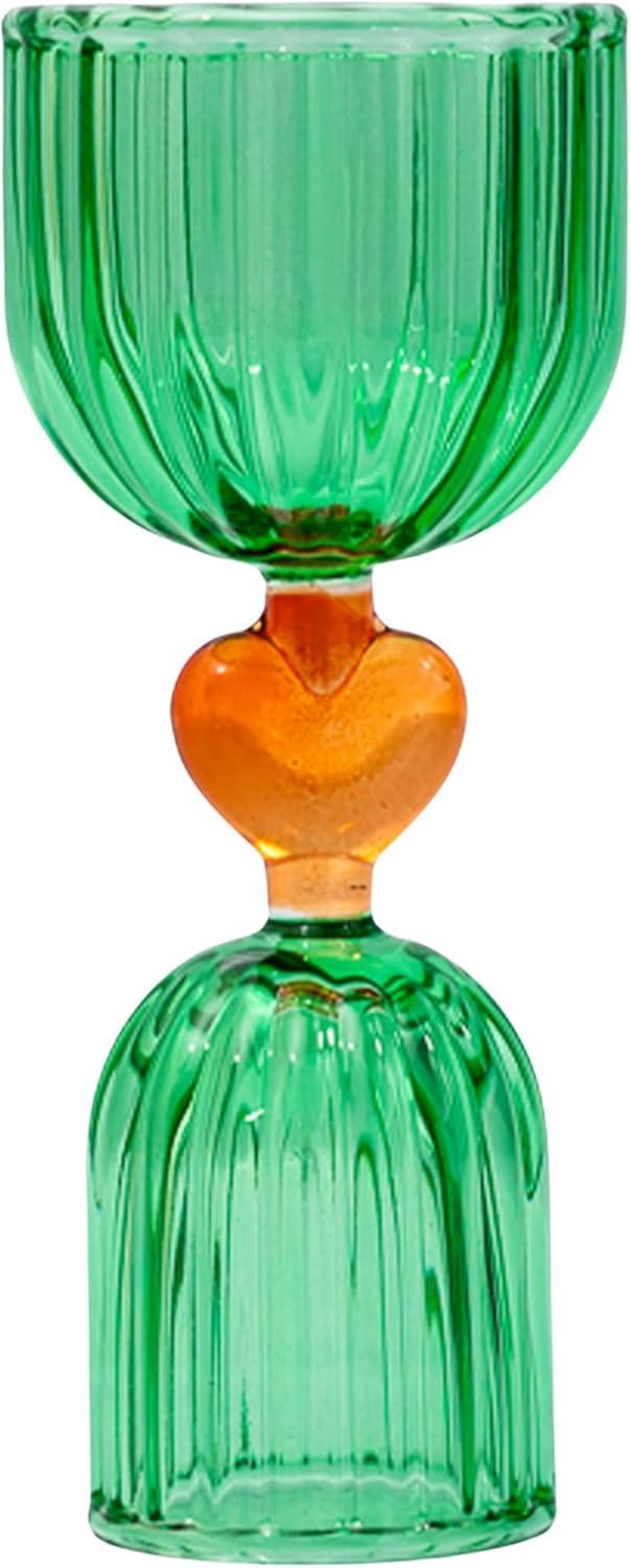 ban.do Cocktail Measuring Jigger, Double Jigger Shot Glass, 1/2 and 1 Shot Measuring Cup, Green Glass Bar Tool (Tipsy Turvy Green)