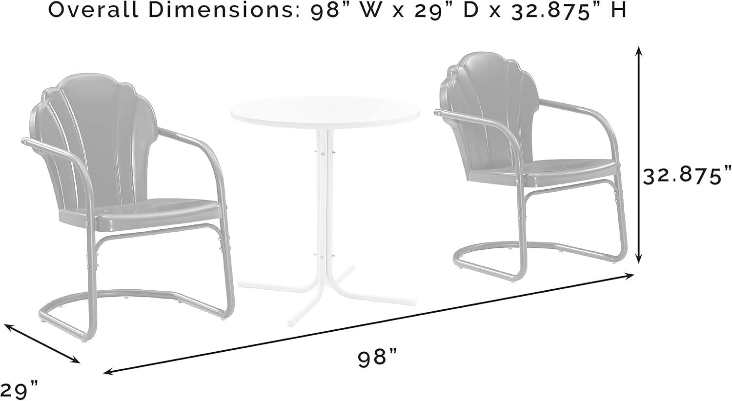 Crosley 3pc Tulip Retro Metal Bistro Set Red