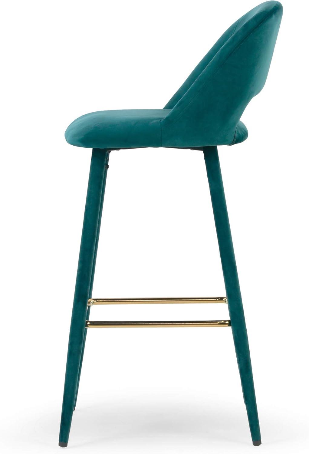 Silver Orchid  Dempster Teal Velvet Barstool (Set of 2)