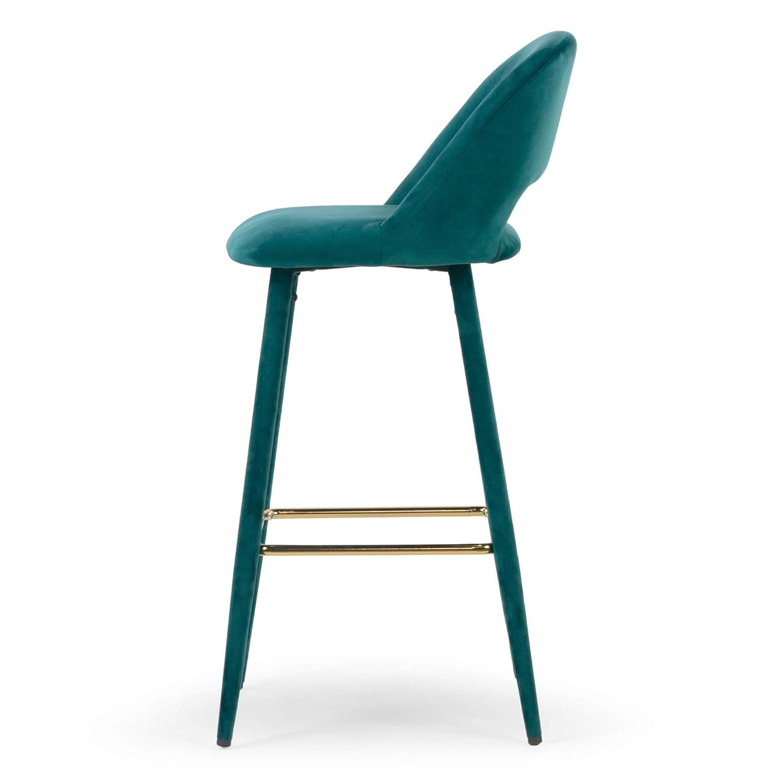 Silver Orchid  Dempster Teal Velvet Barstool (Set of 2)