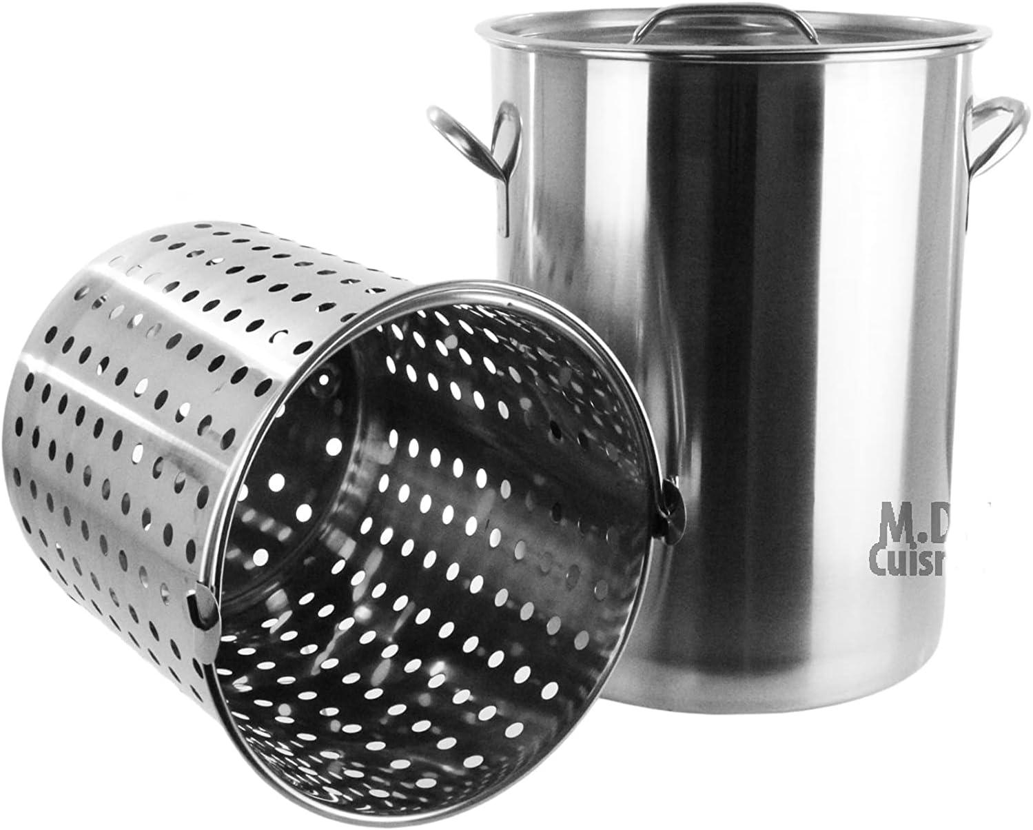 36QT Stainless Steel Stock Pot with Basket Insert