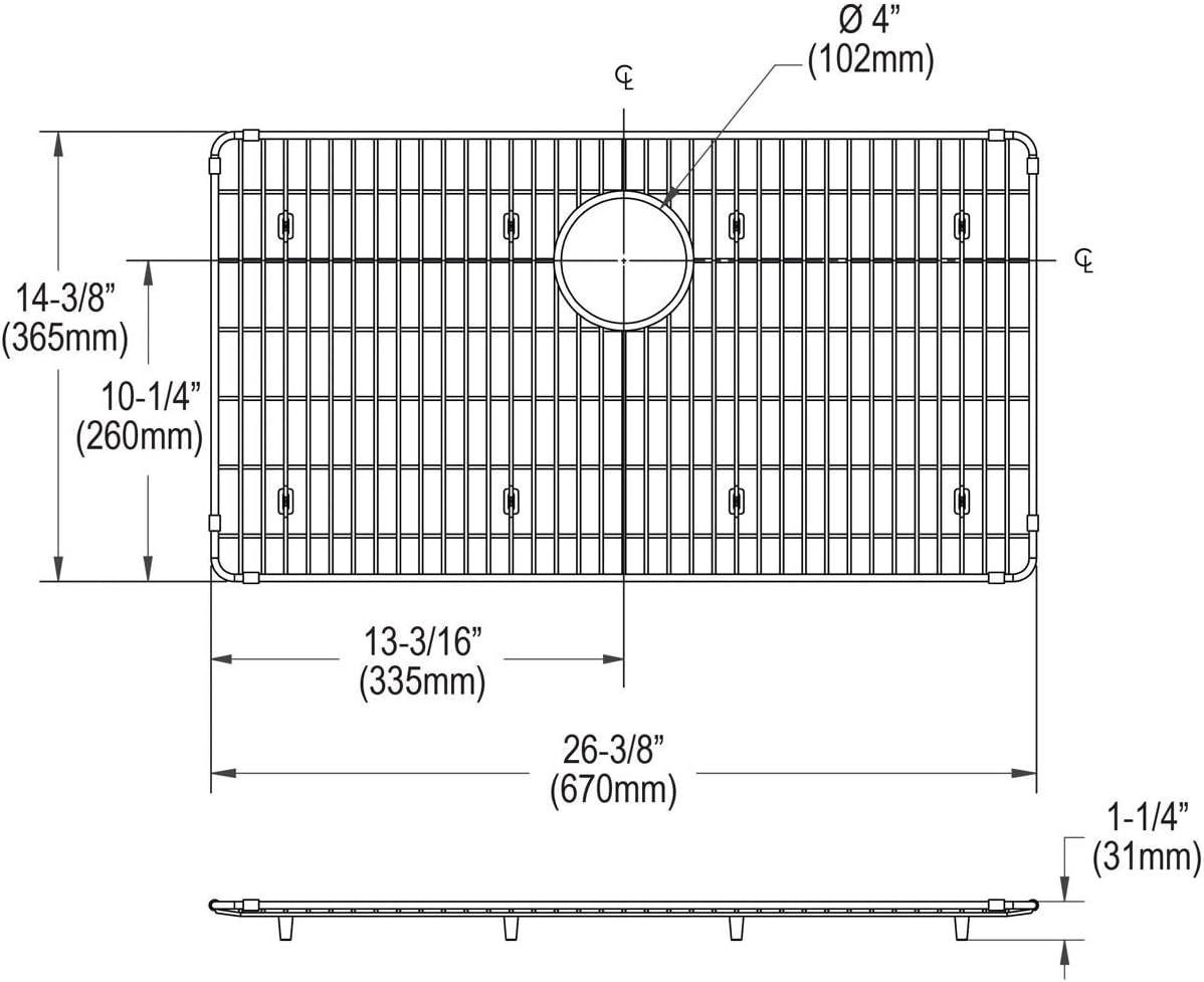 Elkay Crosstown Stainless Steel 26-3/8" x 14-3/8" x 1-1/4" Bottom Grid