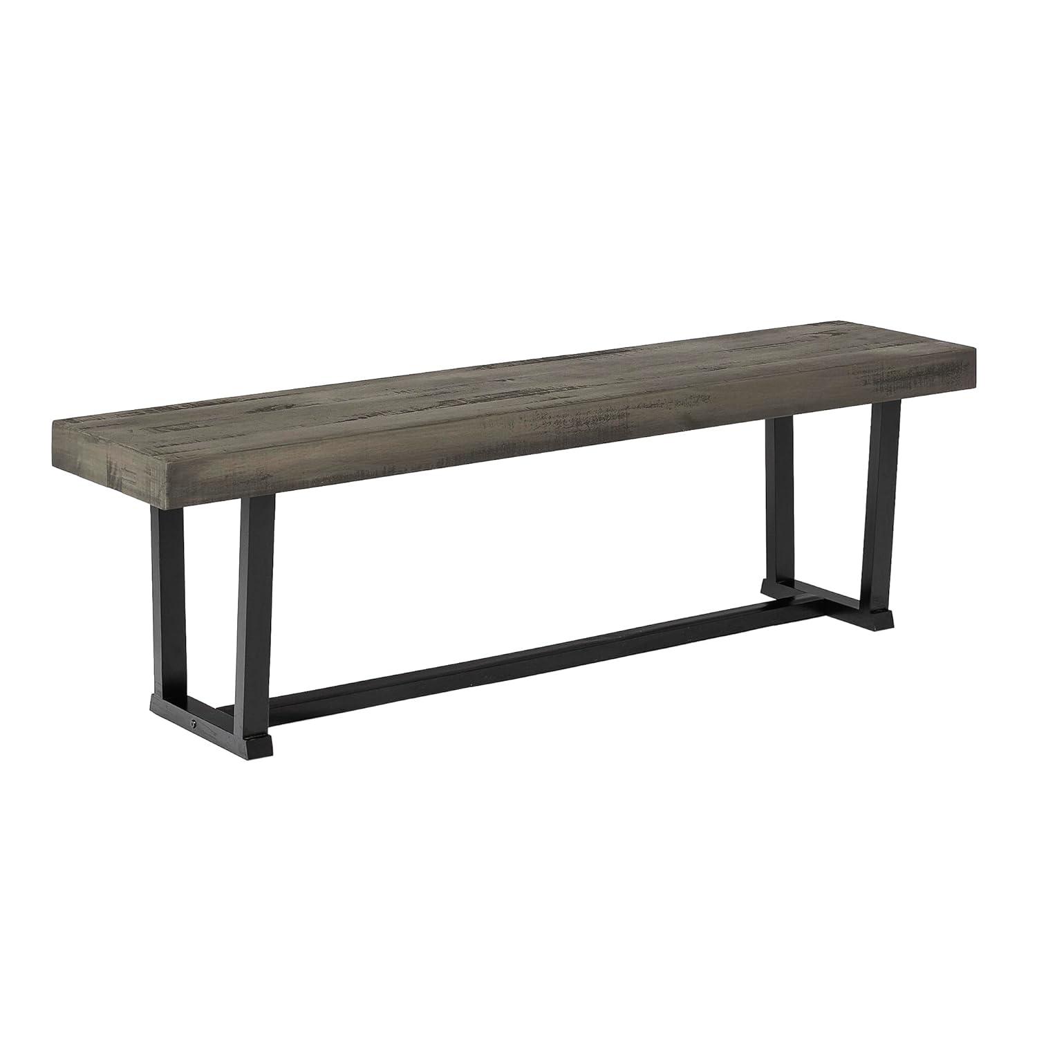 Walker Edison 60" Wood Dining Bench, Grey
