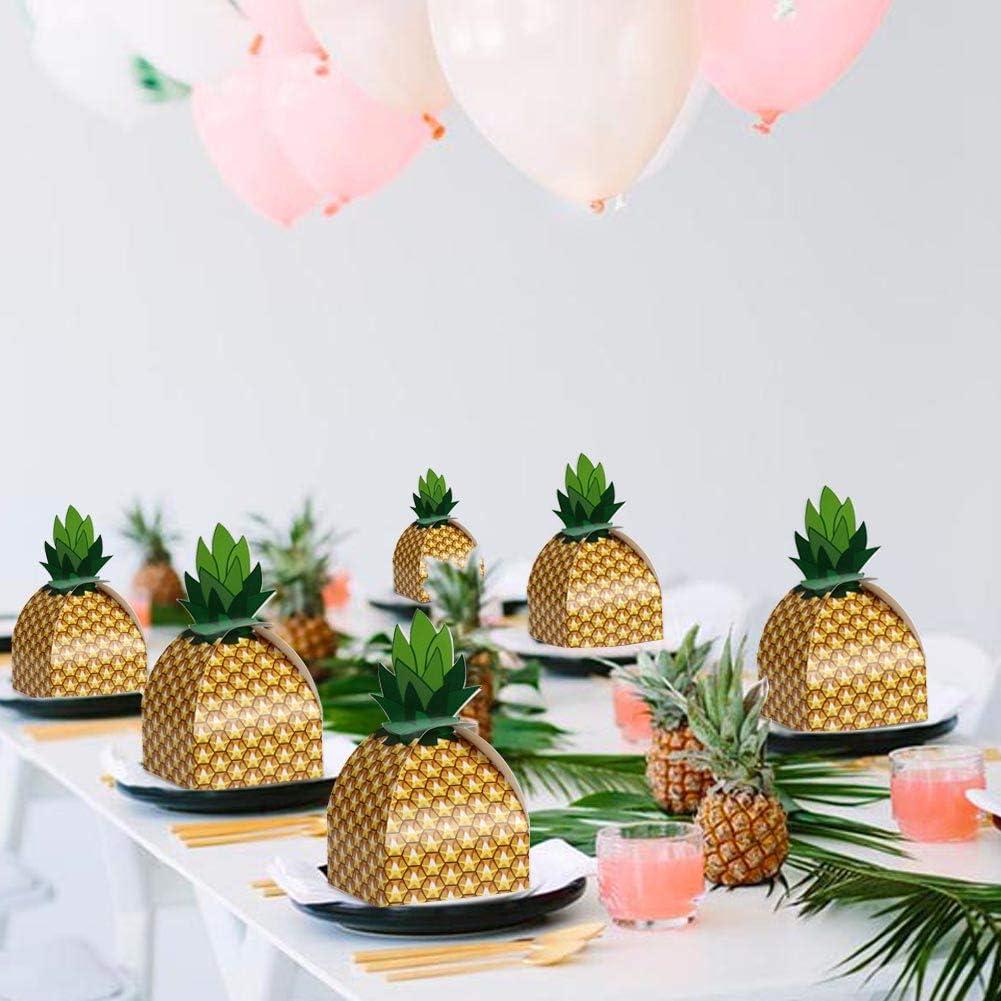 50pcs Pineapple Favor Boxes 3D Large Pineapple Party Favors Bags for Hawaiian Luau Pineapple Theme Party Decorations Summer Tropical Party Supplies