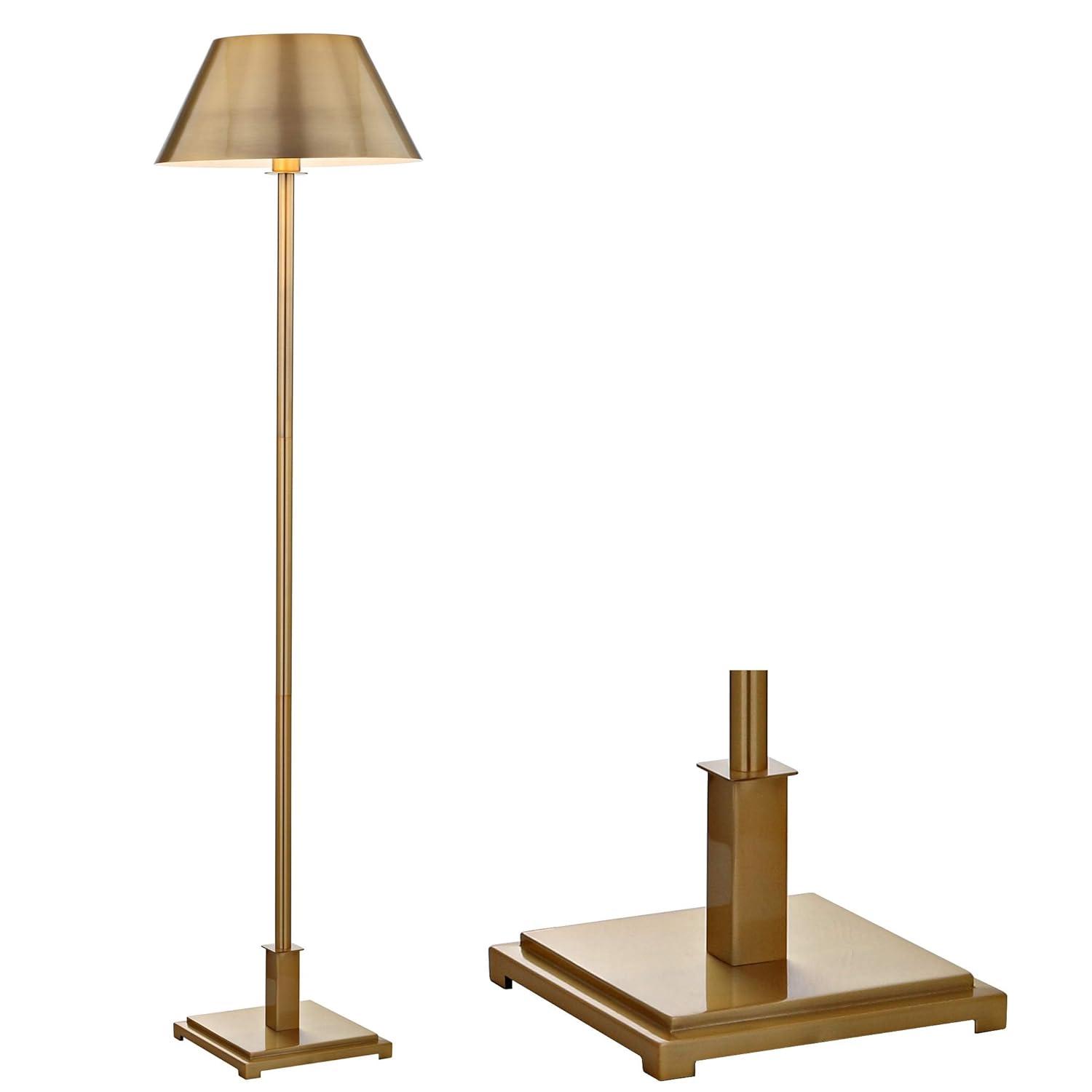 JONATHAN Y JYL6005B Roxy 60" Metal LED Floor Lamp, Contemporary, Transitional for living room, dinning room, bedroom, office Bulb Included, Brushed Brass