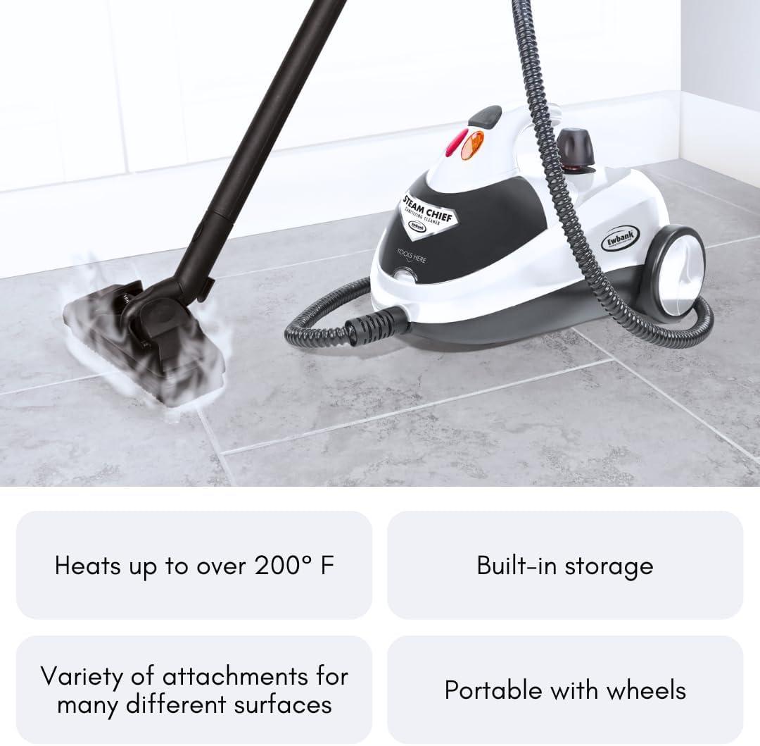 Steam Chief 1800 Watt Steam Cleaner and Portable Sanitizer with Attachments