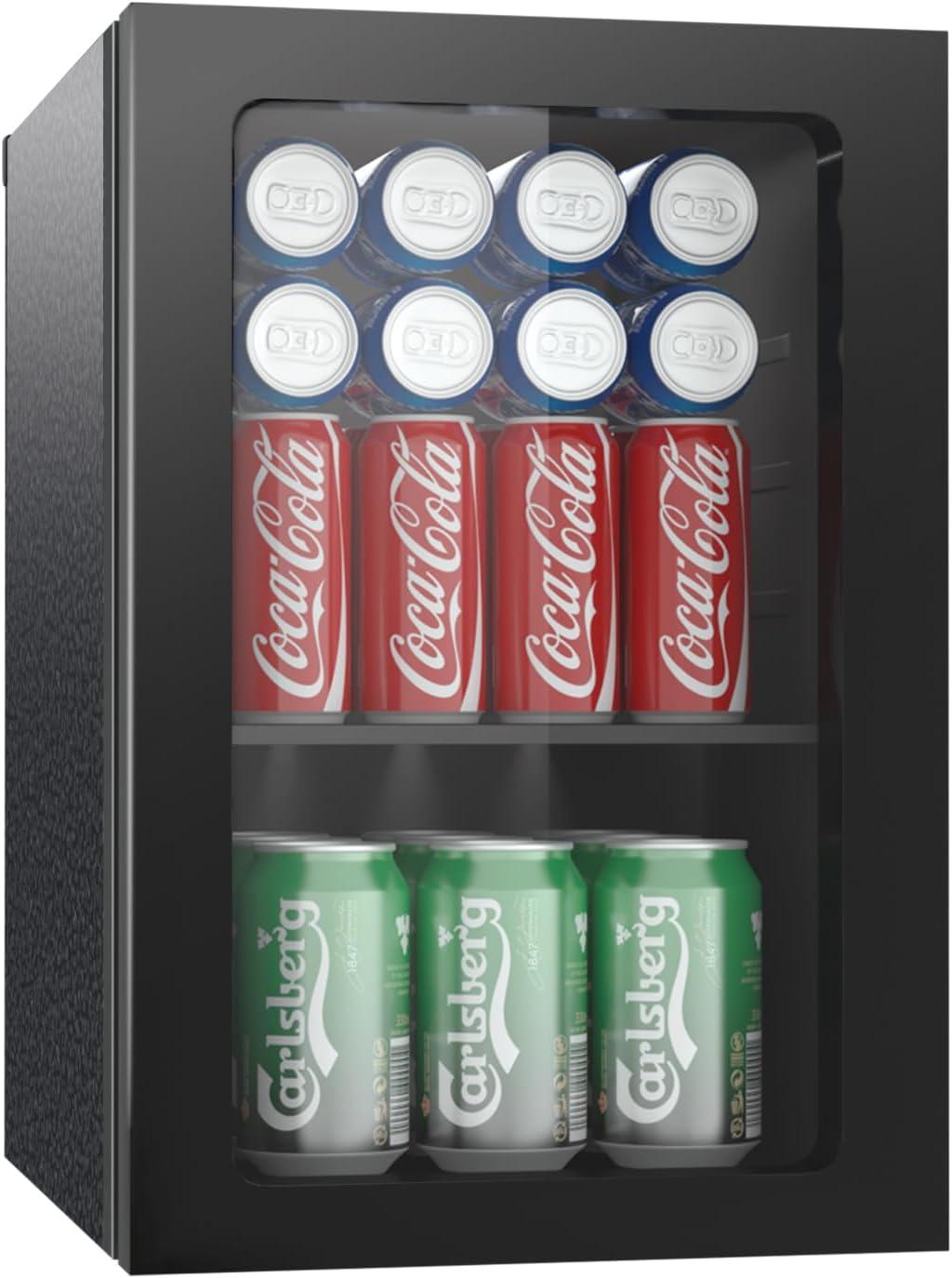 ZenZone 4.5 Cu.ft Beverage Refrigerator and Cooler, 145 Can Mini fridge with Glass Door for Soda Beer Wine, Small Drink Dispenser with Digital Adjustable Thermostat for Home Office Bar