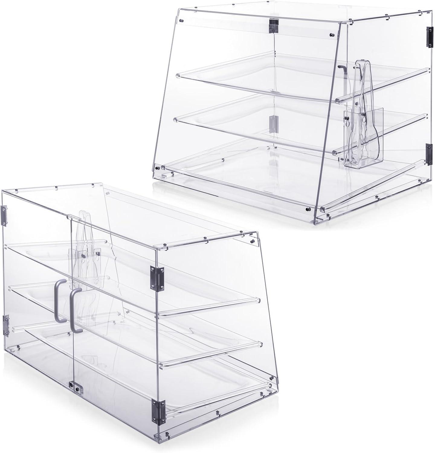 Clear Acrylic 3-Tier Countertop Bakery Display Case with Removable Trays
