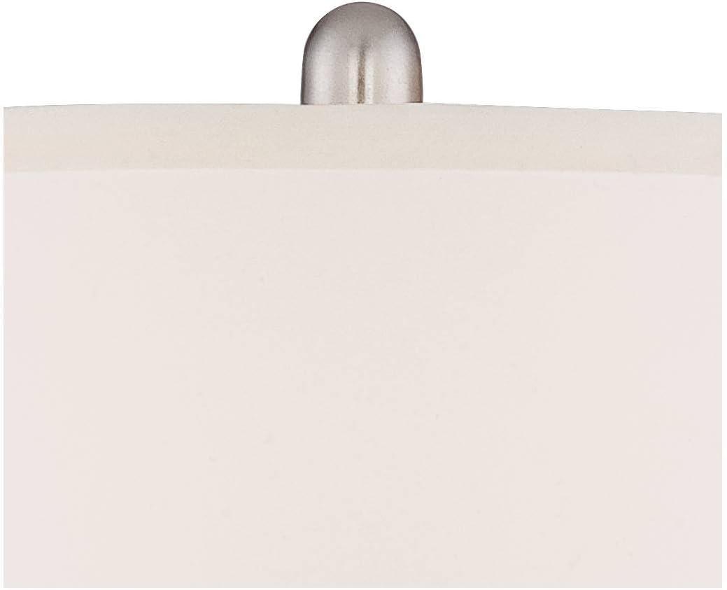 Regency Hill Blair Traditional Table Lamps 25" High Set of 2 Brushed Nickel White Drum Shade for Bedroom Living Room Bedside Nightstand Office Family