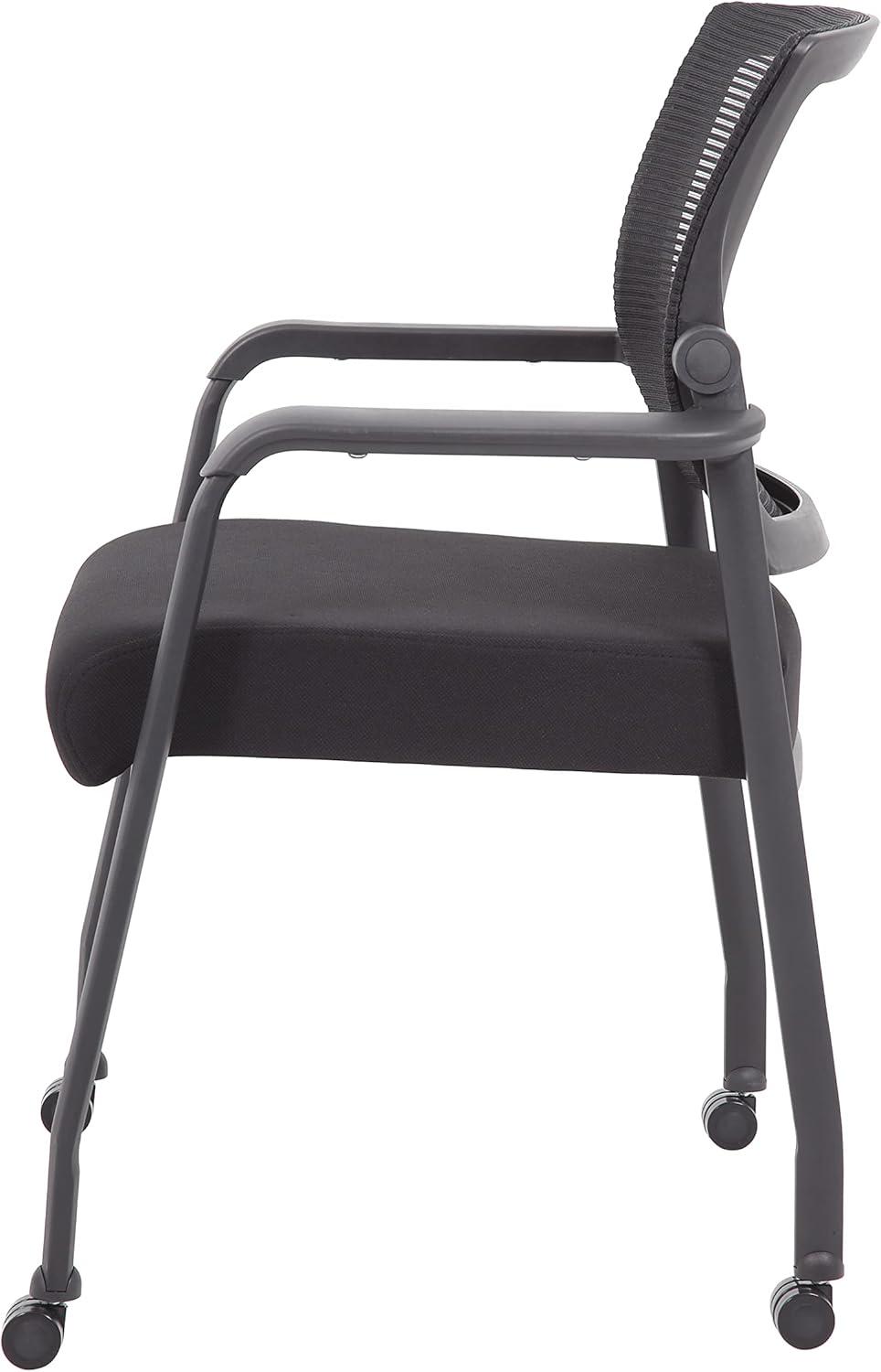 Mesh 4 Legged Guest Chair Black - Boss Office Products: Upholstered, Breathable, Fixed Height