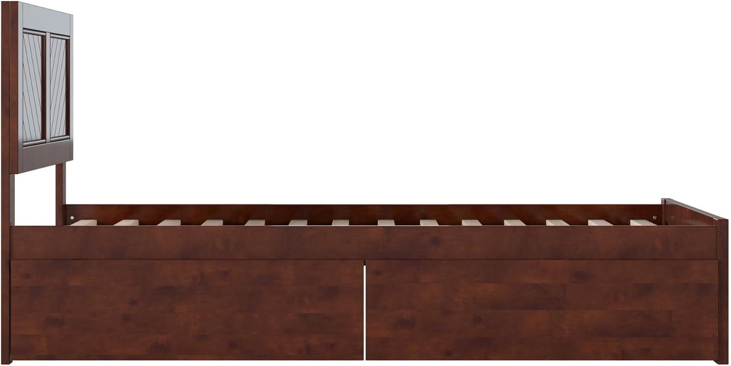 AFI Canyon Walnut Solid Wood Platform Bed with Matching Footboard & Storage Drawers, Queen