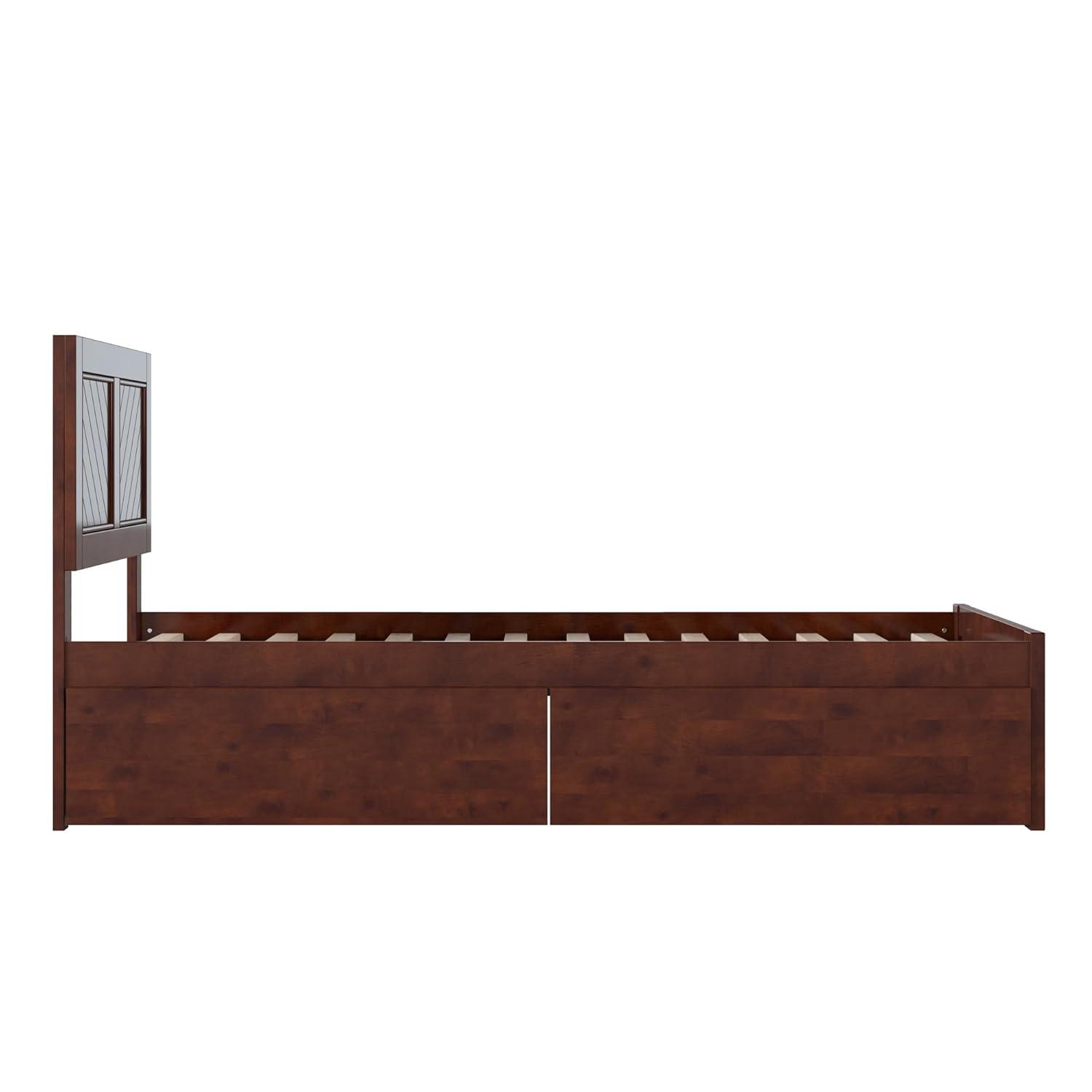 AFI Canyon Walnut Solid Wood Platform Bed with Matching Footboard & Storage Drawers, Queen