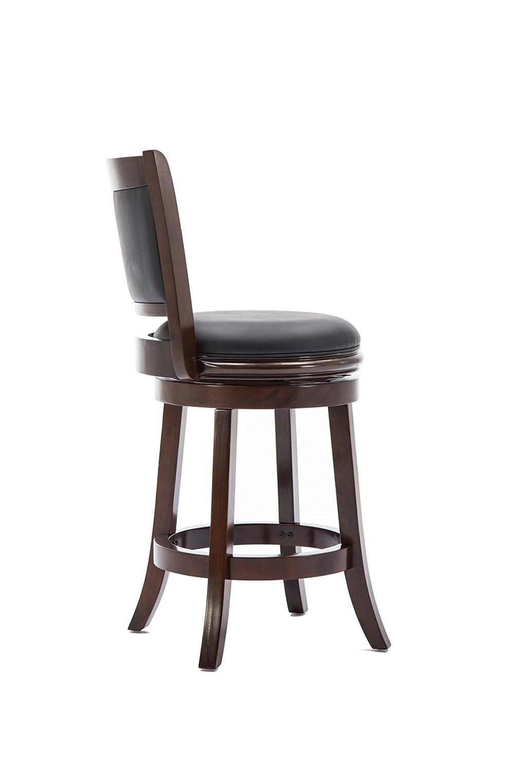 24" Augusta Swivel Counter Height Barstool Hardwood Cappuccino - Boraam: Round Seat, Footrest